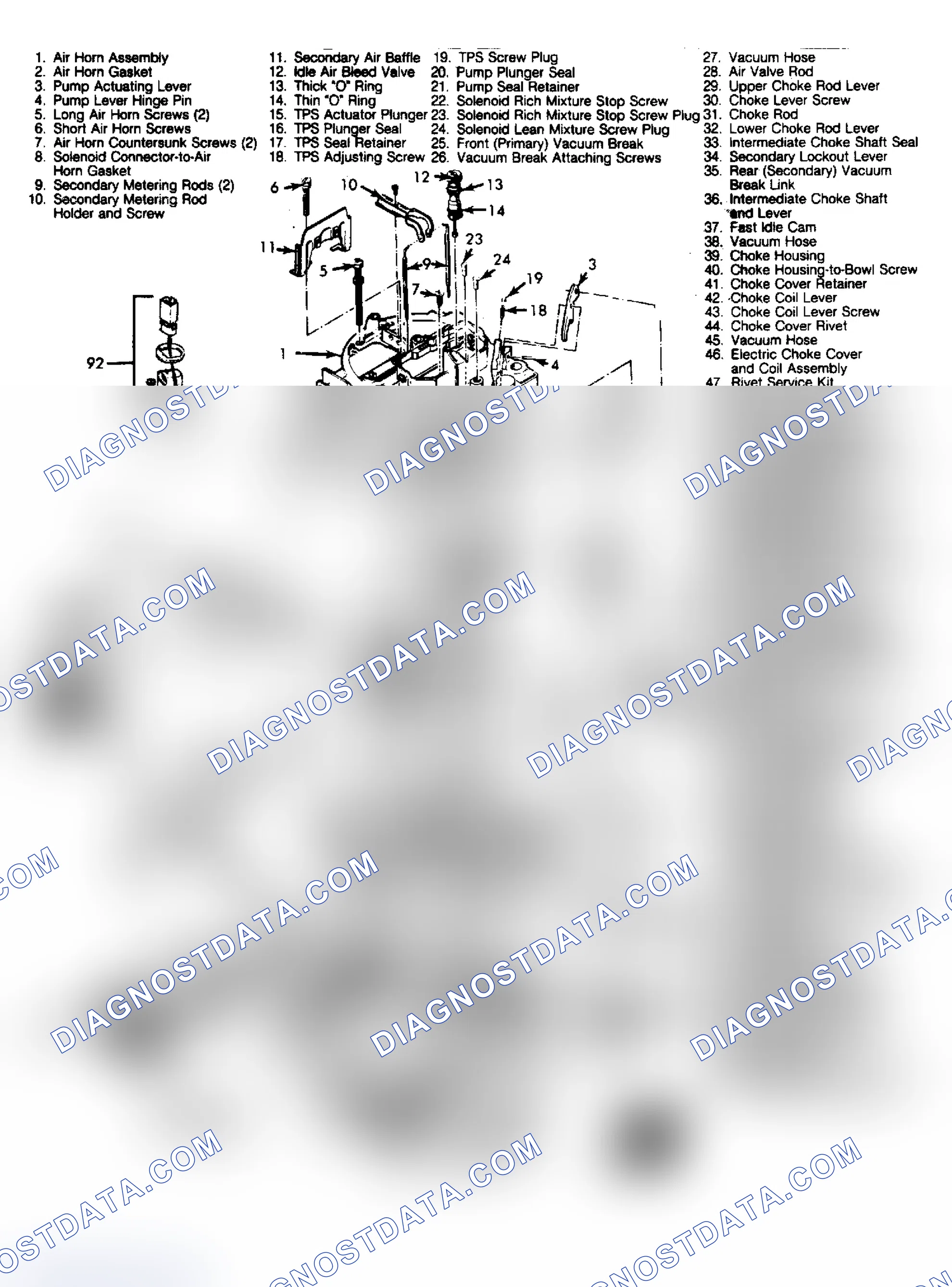 Scheme 31: Exploded View of Rochester Model E4ME and E4MED 4-Barrel Carburetor