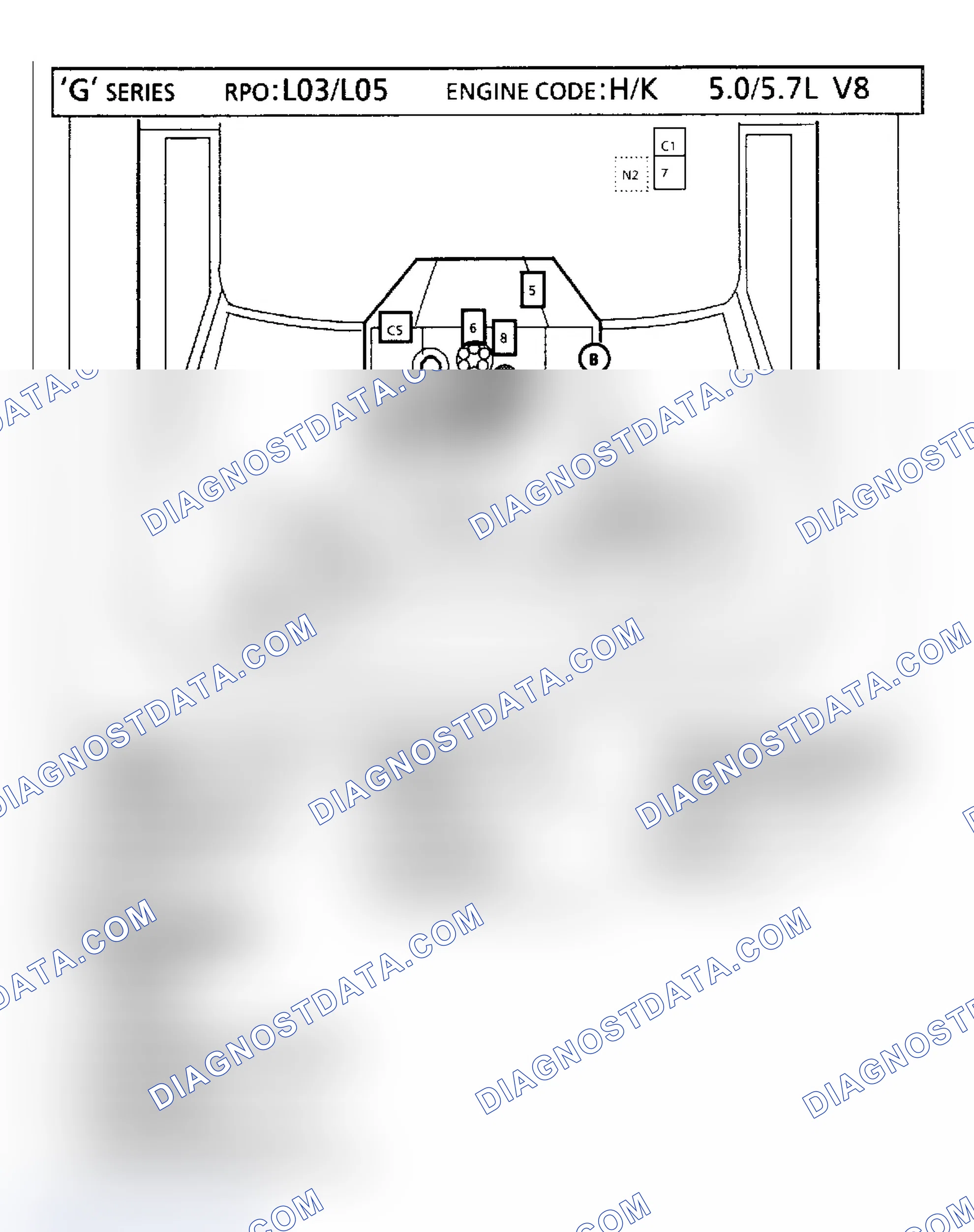 Scheme 107: 5.0L VIN "H"/5.7L VIN "K" "G" Series Van Component Locations