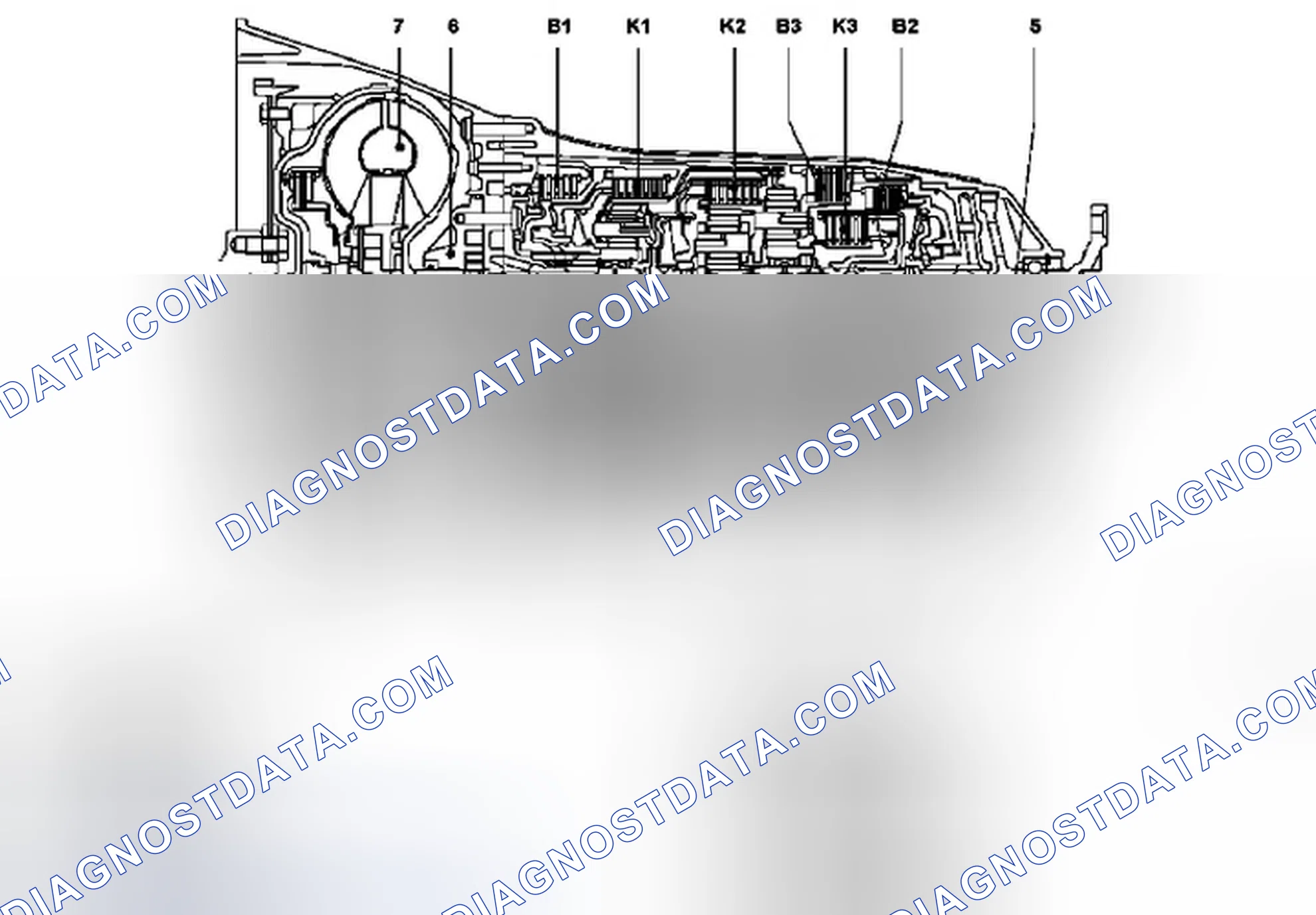 Fig. 21: Identifying Automatic Transmission Mechanical Parts Location (Transmission 722.6)