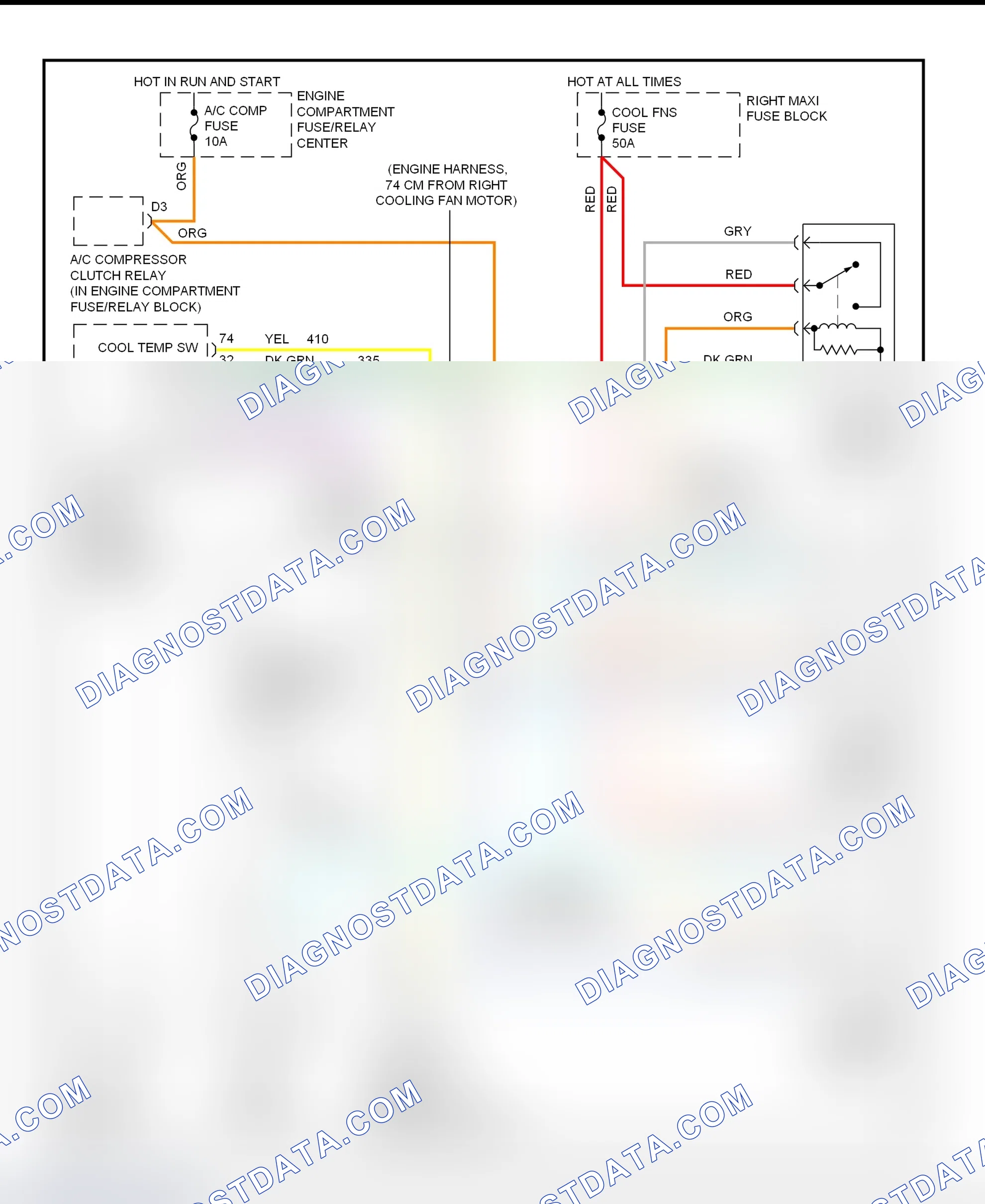 Scheme 14: Cooling Fan System Wiring Diagram (1998 DeVille & Eldorado)