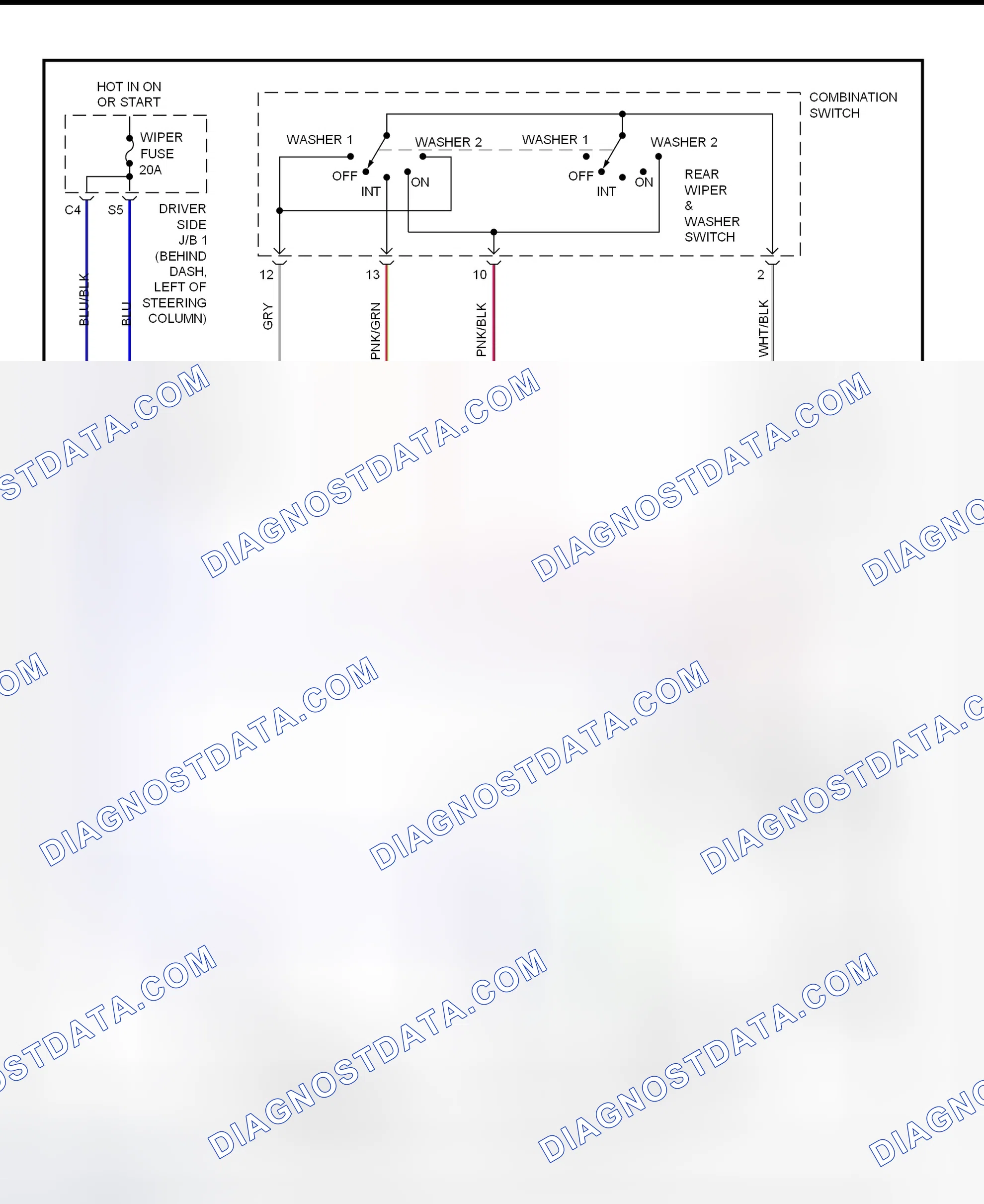 Scheme 24: Wiper/Washer System Wiring Diagram (Sienna - Rear)