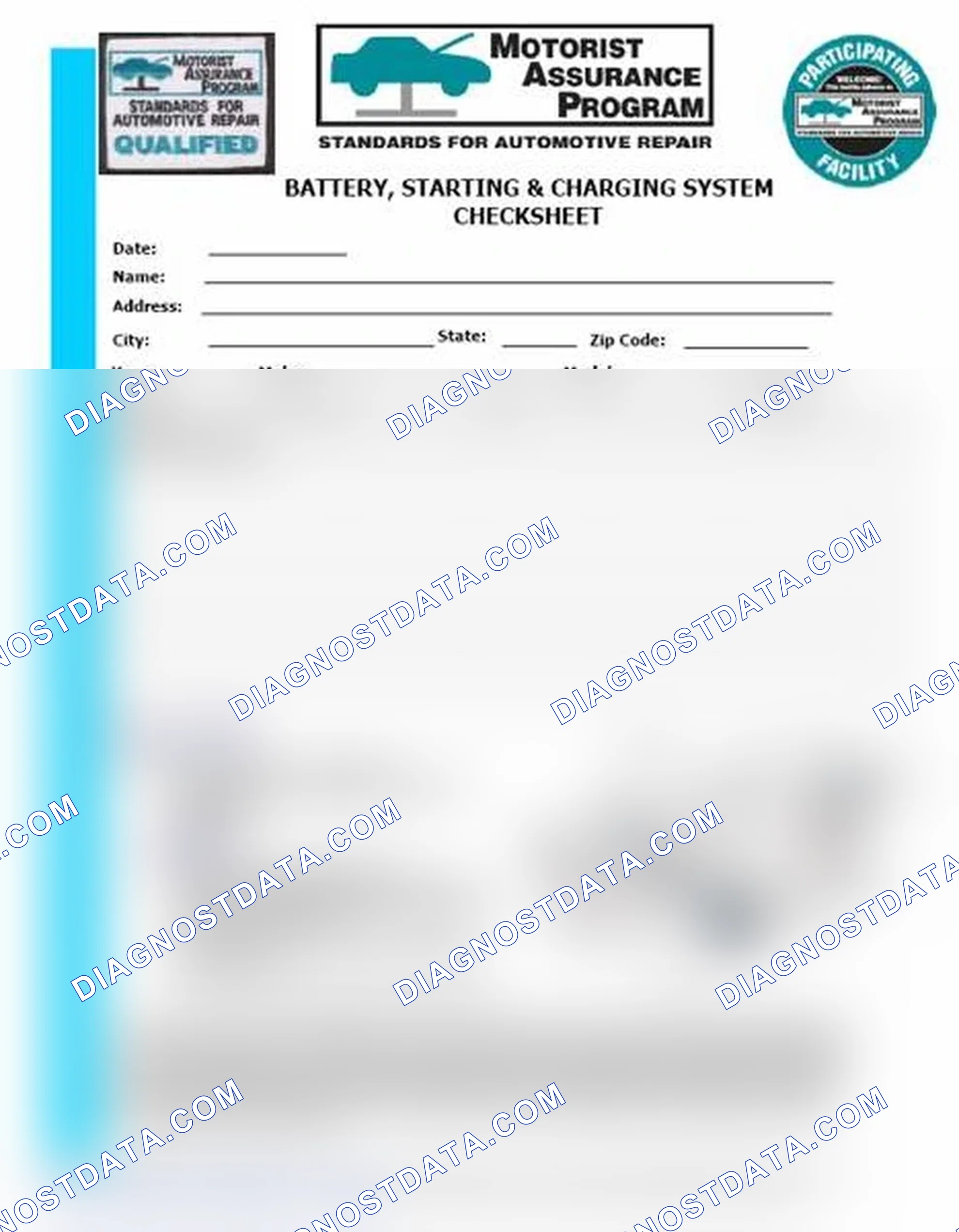 Scheme 3: Battery, Starting & Charging System Checksheet (1 Of 2)