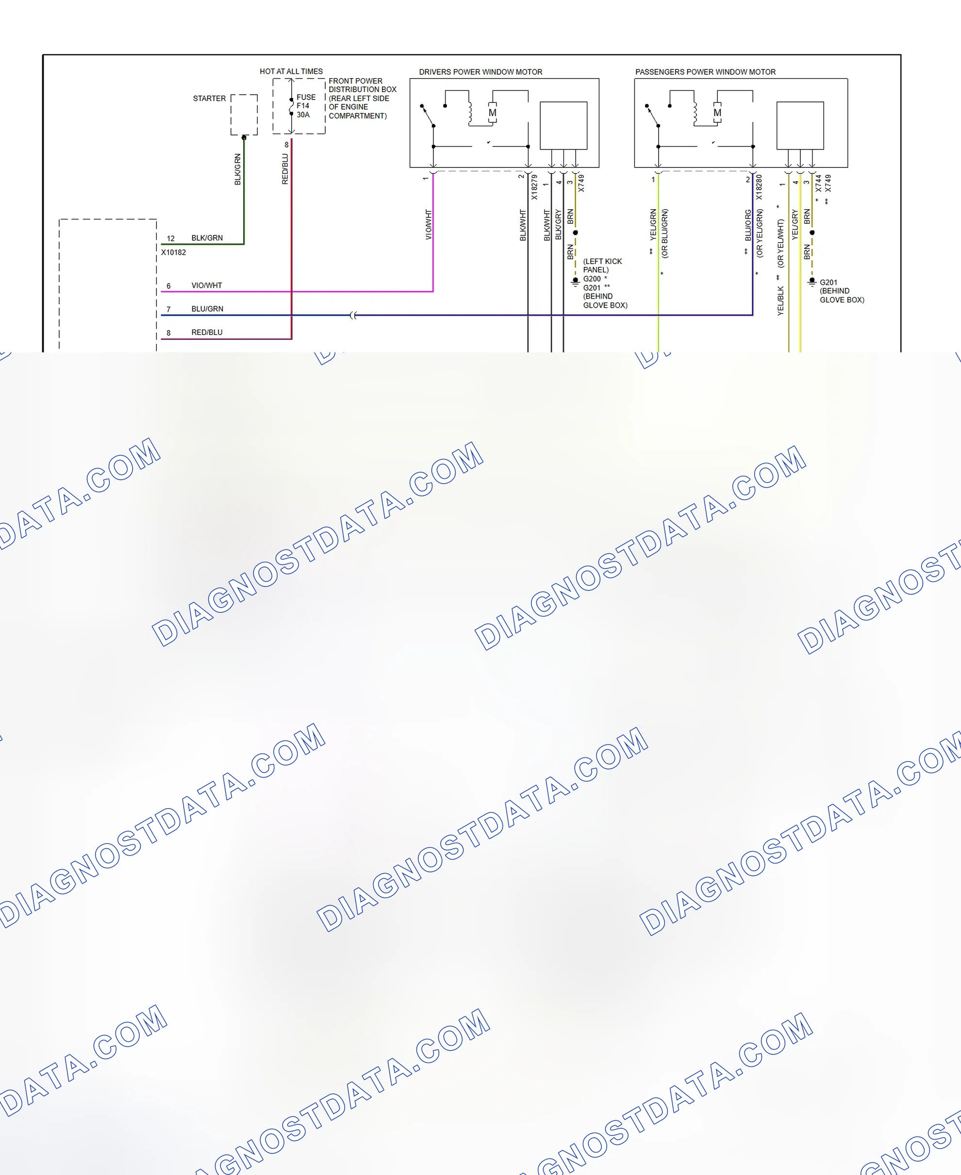 Scheme 6: Power Window Wiring Diagram (1997 318ti & Z3; 1998 Z3)