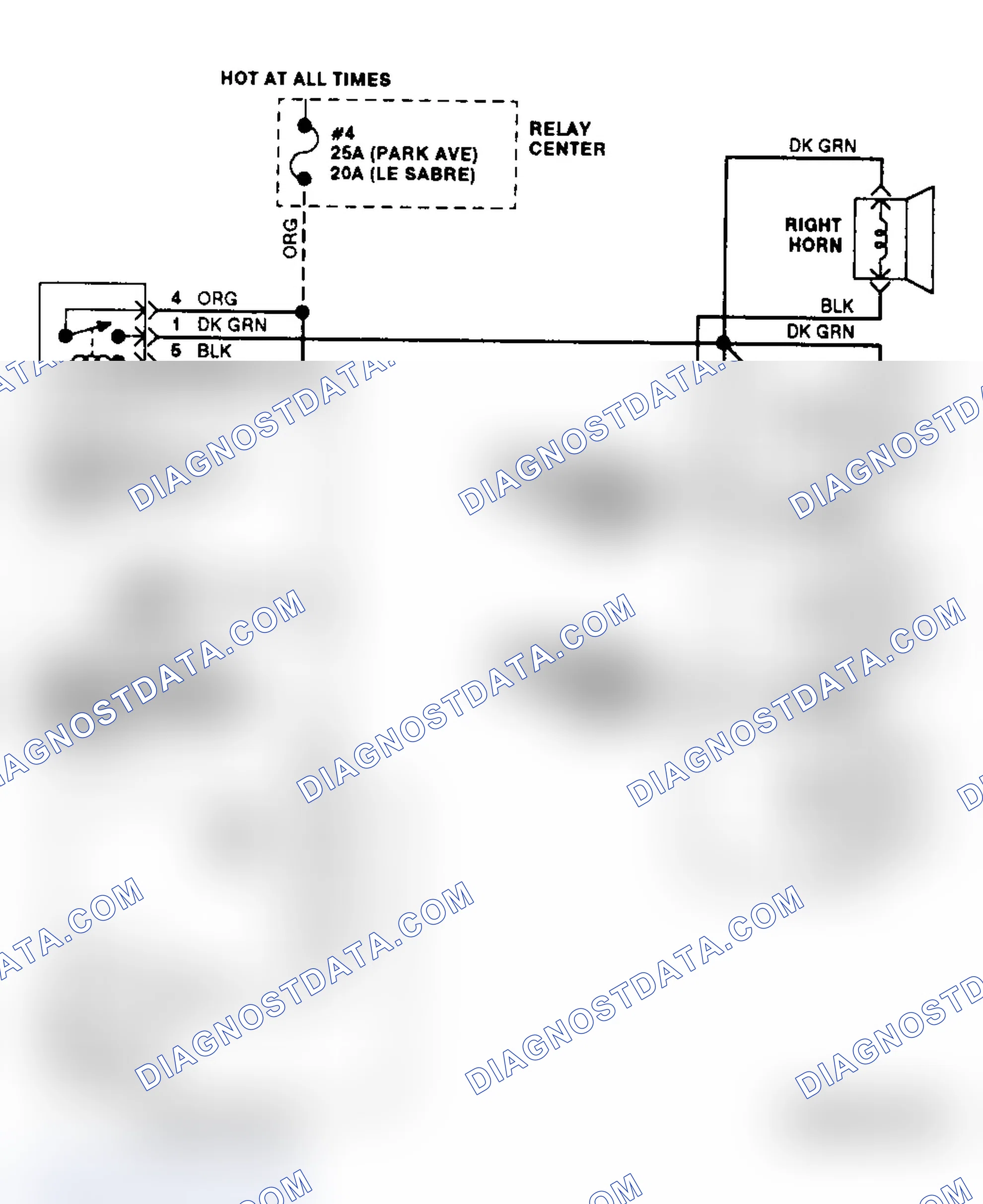 Scheme 21: Horn Circuit Wiring Diagram (LeSabre & Park Avenue)
