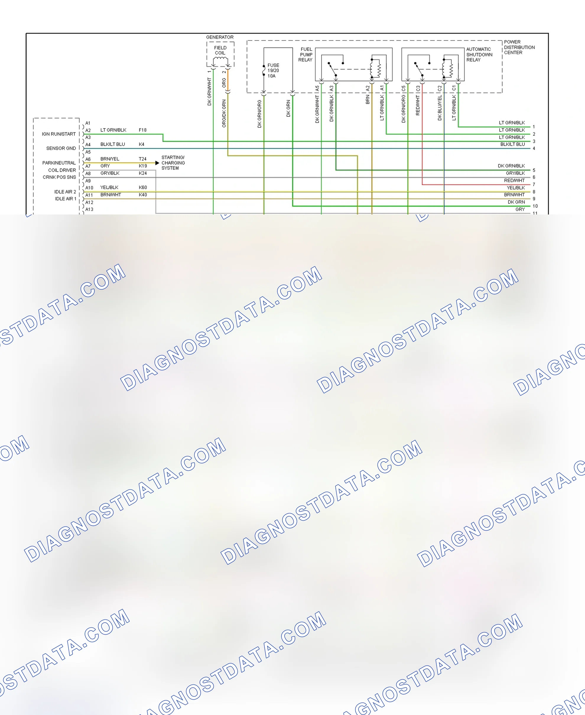 Scheme 55: PCM Wiring Diagram (Ram Van & Ram Wagon - 5.2L Gasoline & 5.9L - 1 Of 3)