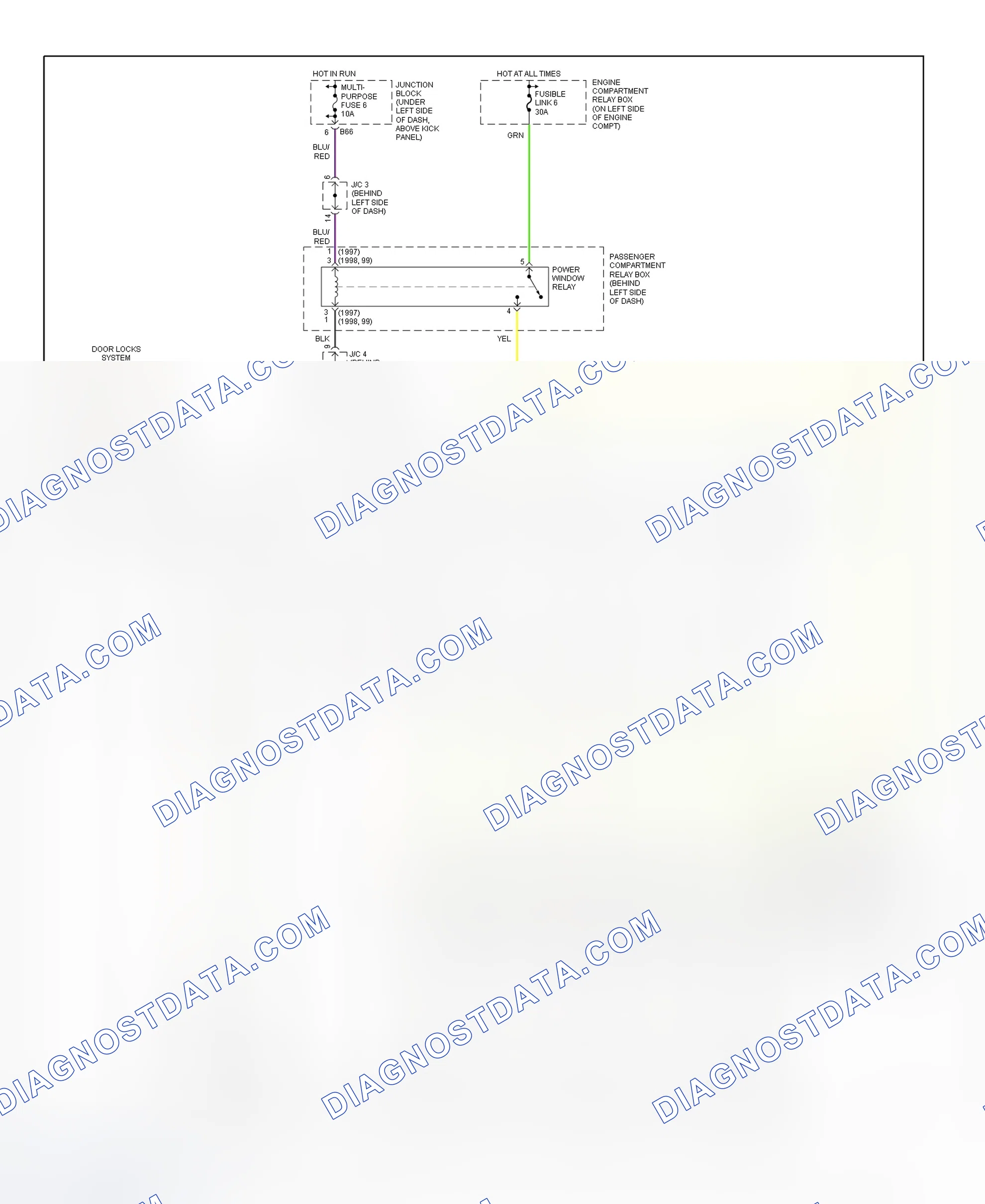 Scheme 8: Power Window System Wiring Diagram (Mirage - 4-Door)