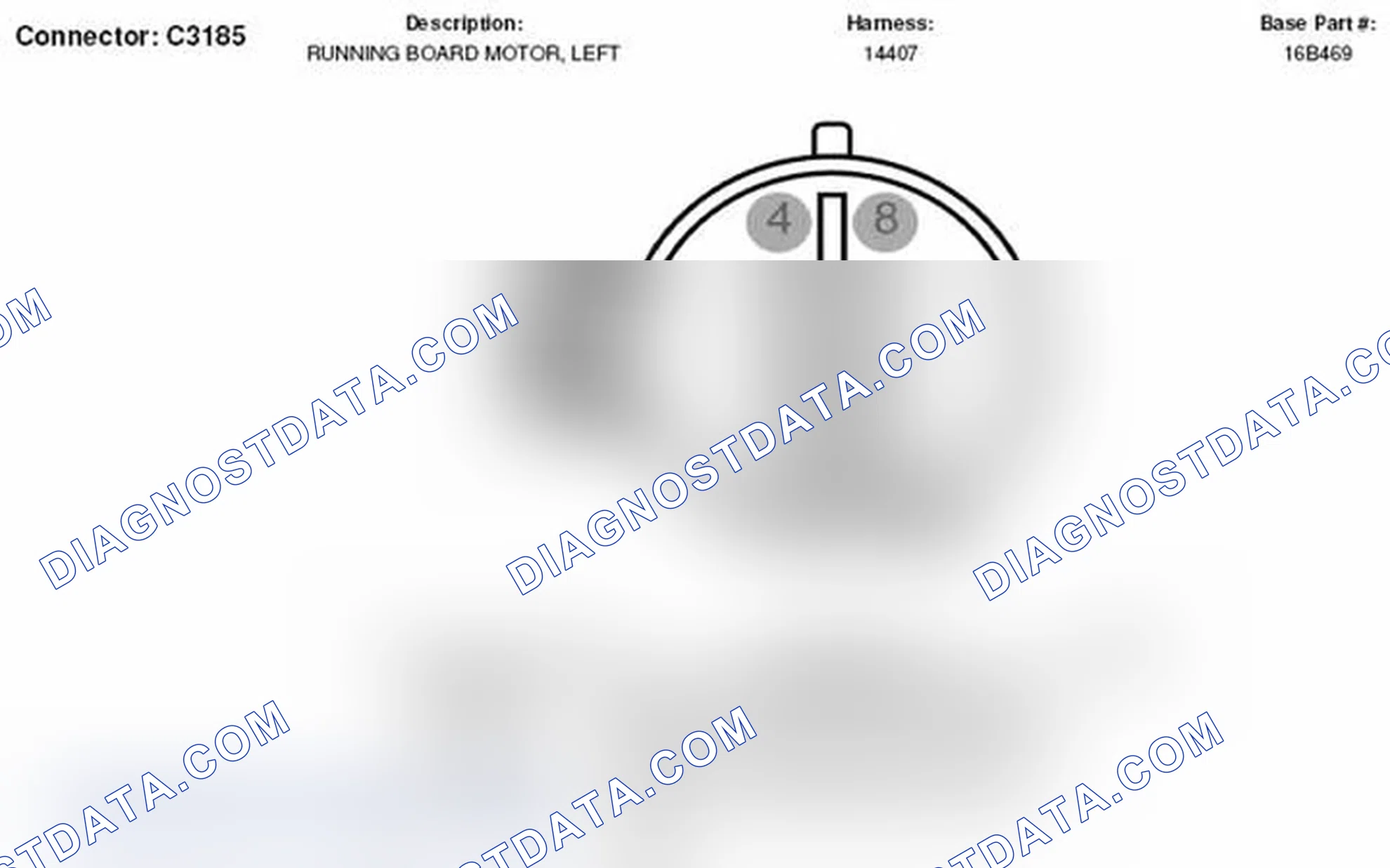 Scheme 349: Left Running Board Motor Connector End View (C3185)