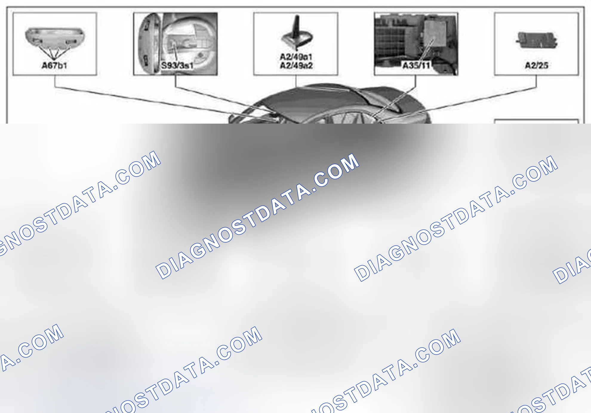 Scheme 347: TELE AID, location of components - GF82.95-P-0001-01TM