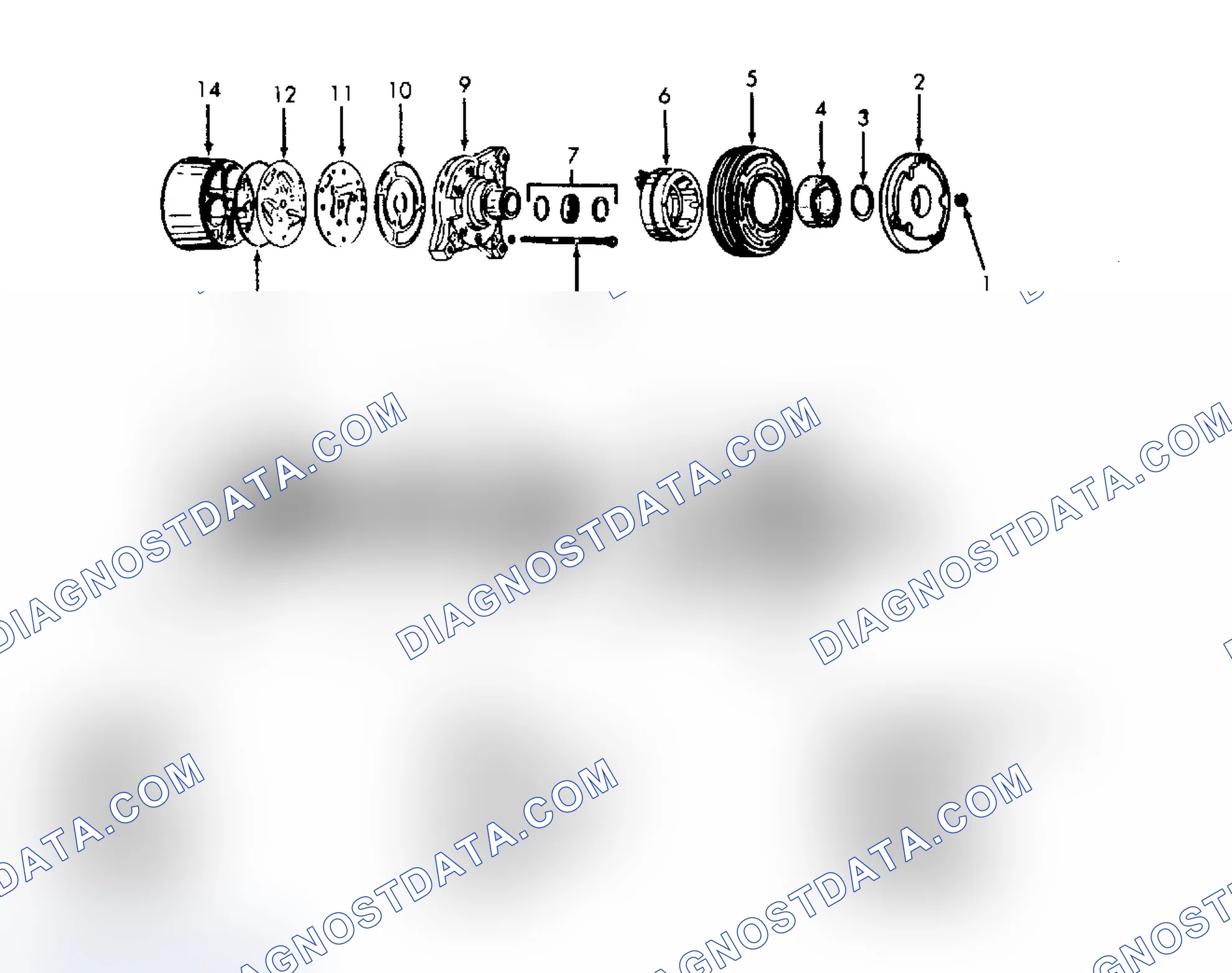 Scheme 6: Exploded View of Harrison HR-6 6-Cylinder Compressor