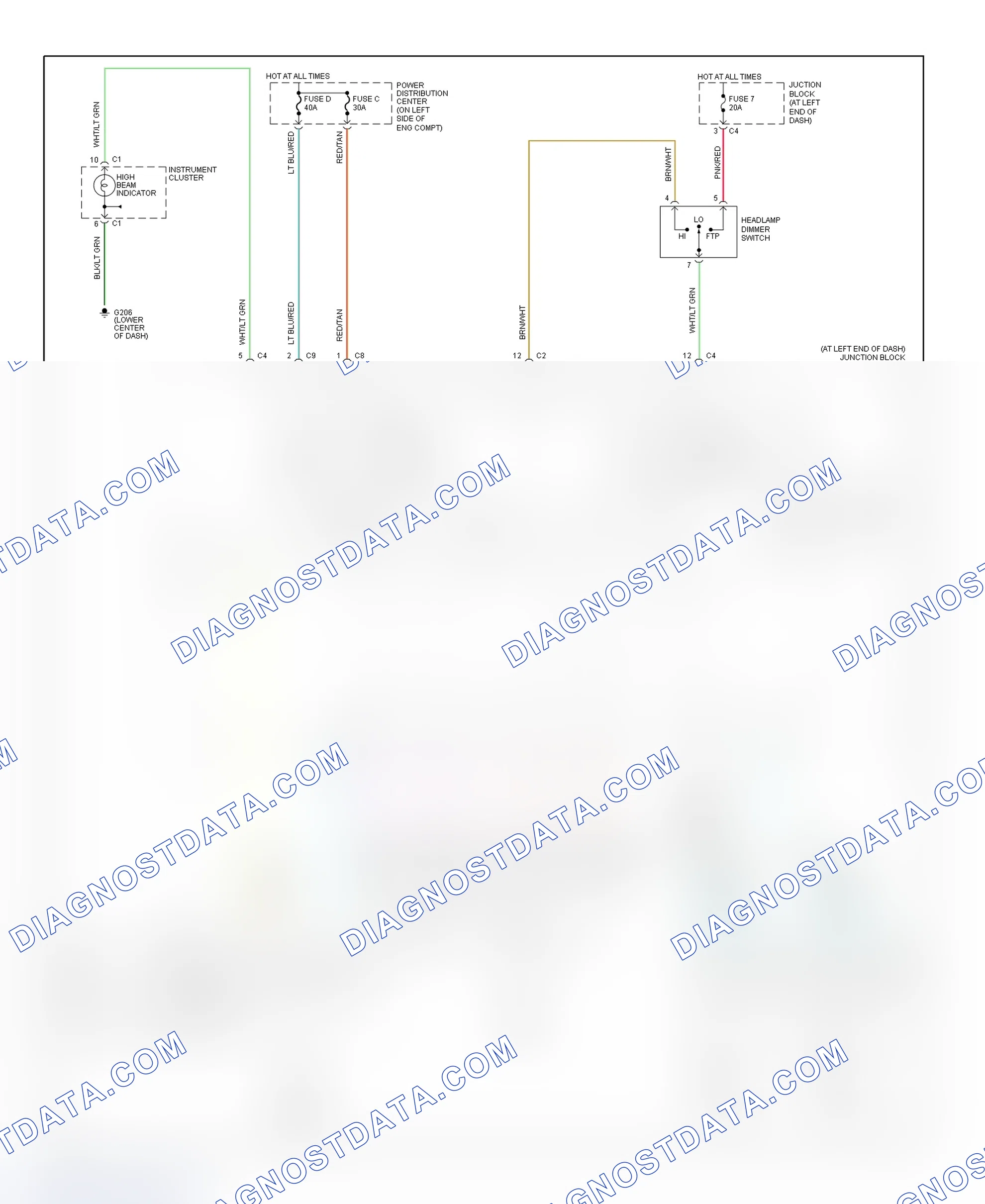 Scheme 4: Headlight System Wiring Diagram (Concorde, Intrepid, LHS & 300M)