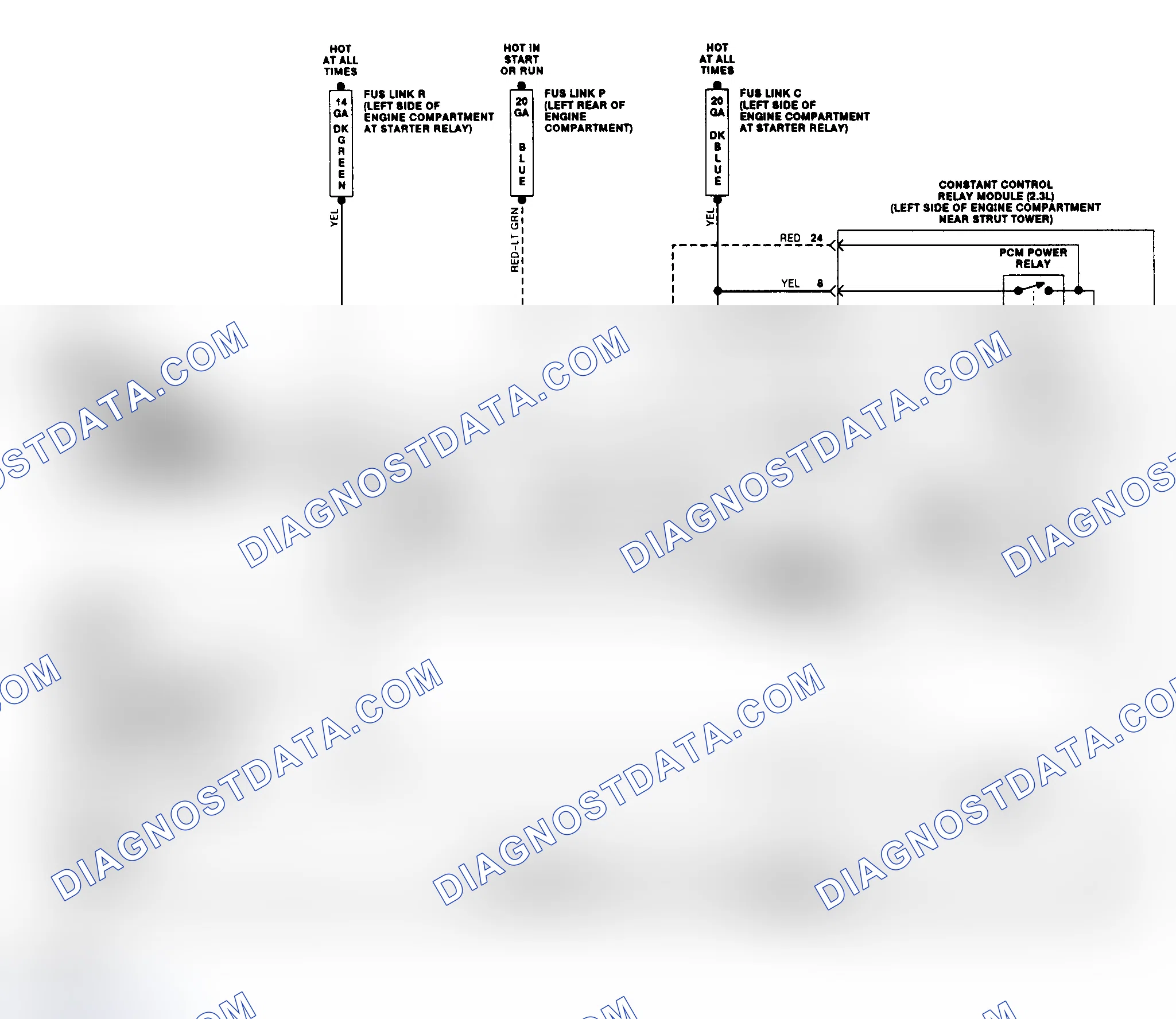 Scheme 13: Electric Cooling Fan Wiring Diagram (Tempo 2.3L & Topaz 2.3L)