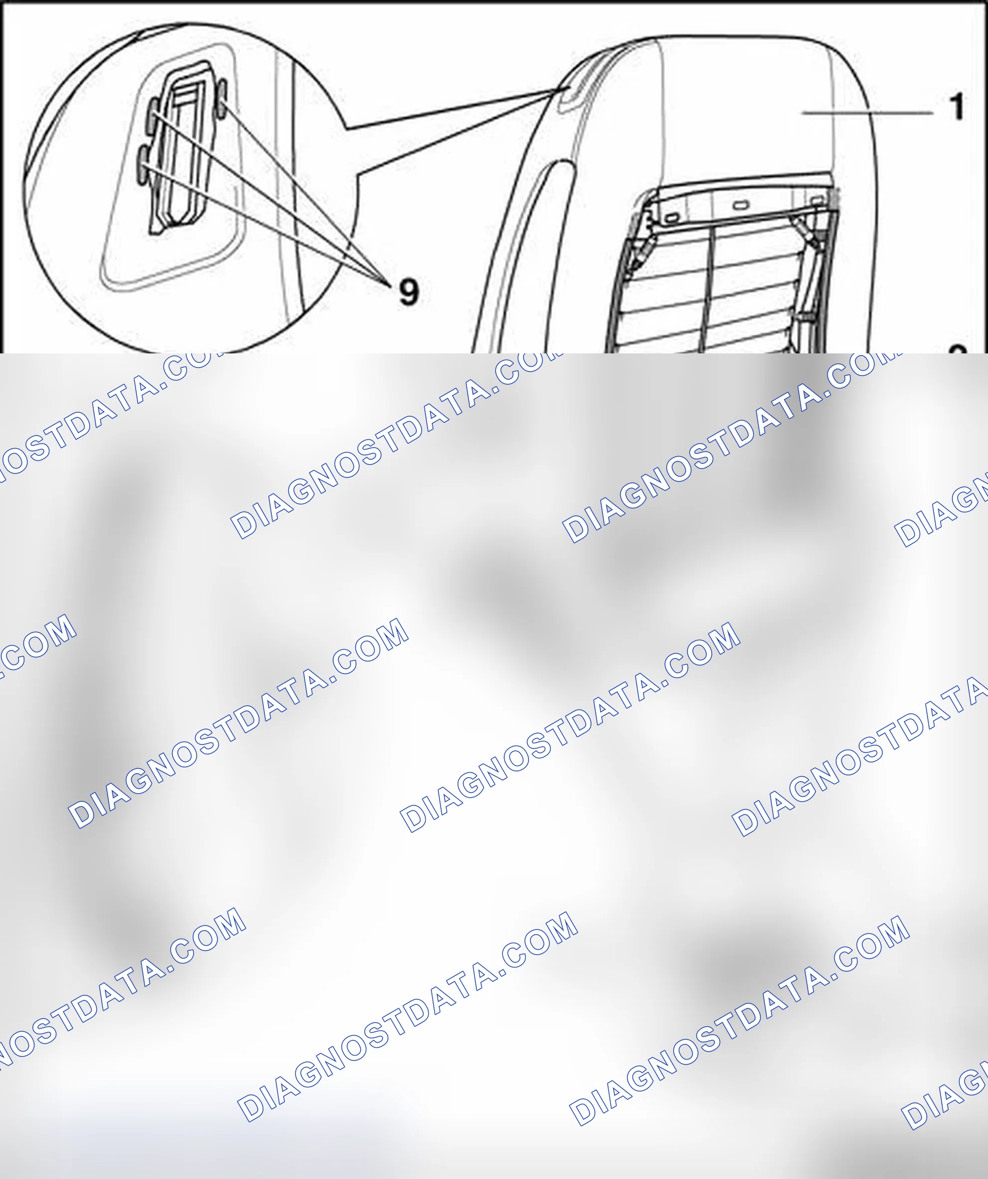 Scheme 254: Removing cover and padding from backrest frame