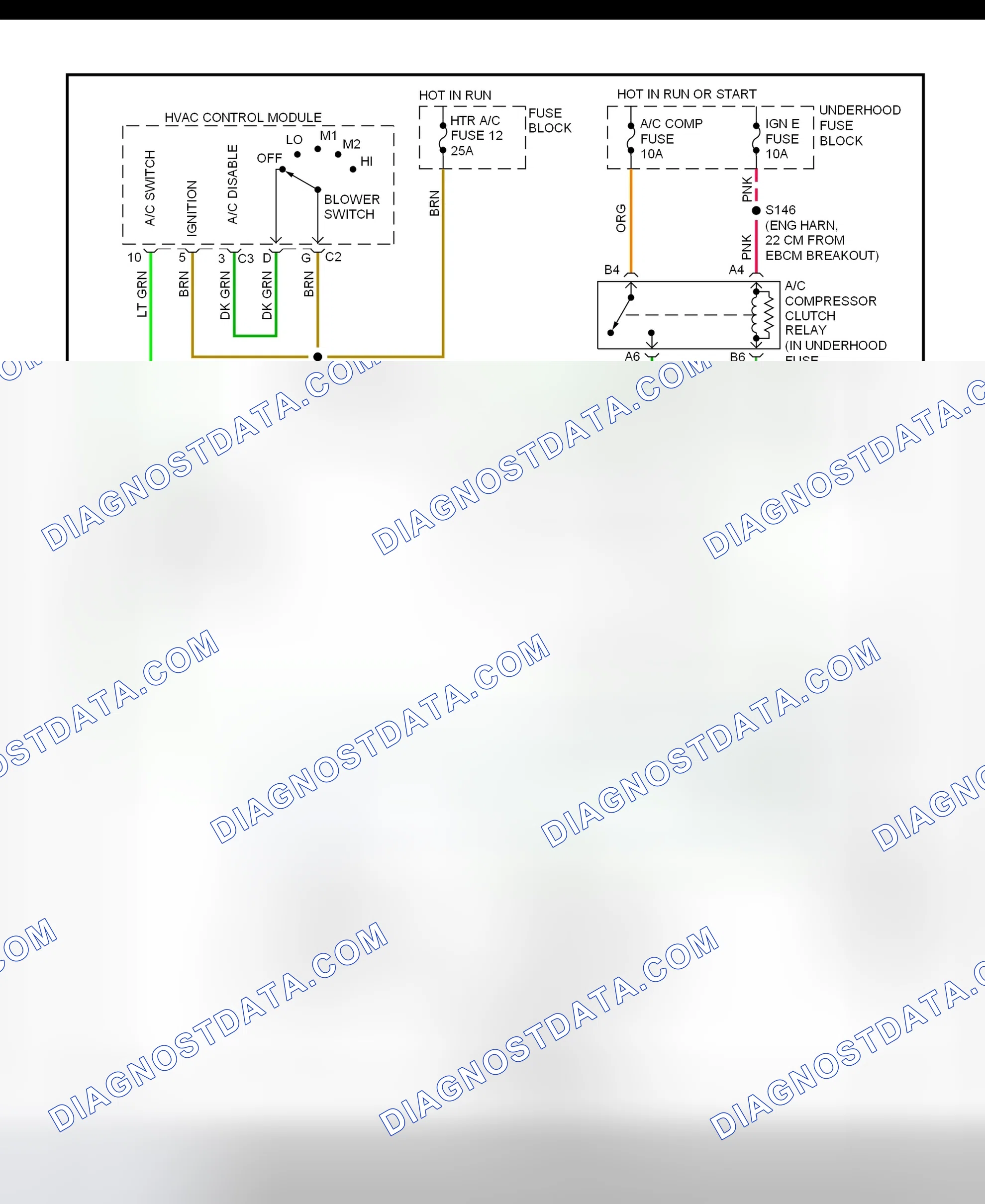 Scheme 13: A/C Compressor Clutch Control Circuit Wiring Diagram ("C" & "K" Pickups, Escalade, Suburban, Tahoe & Yukon - Except Diesel Engine)