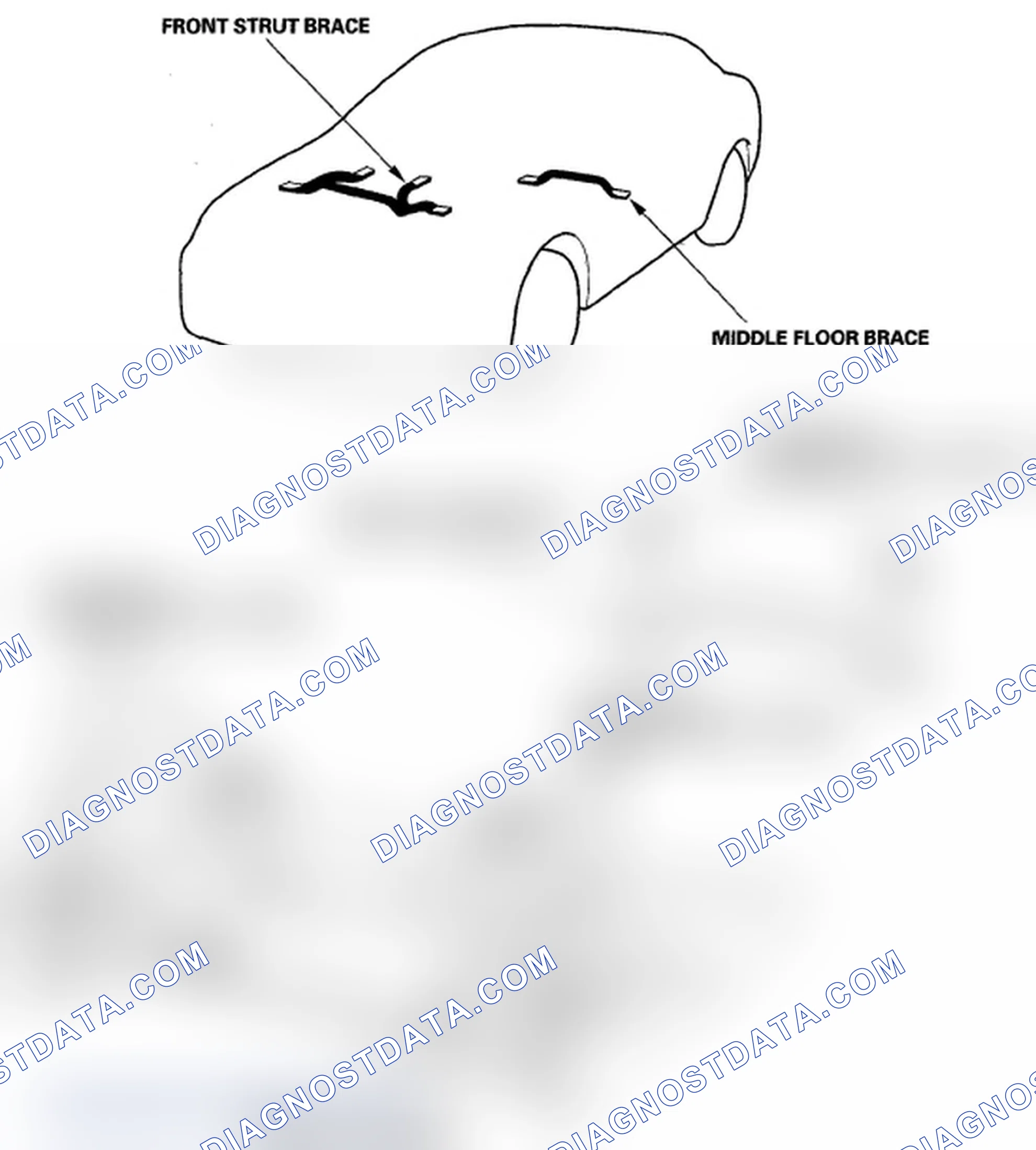 Fig. 1: Identifying Frame Brace Replacement (With Torque Specifications)