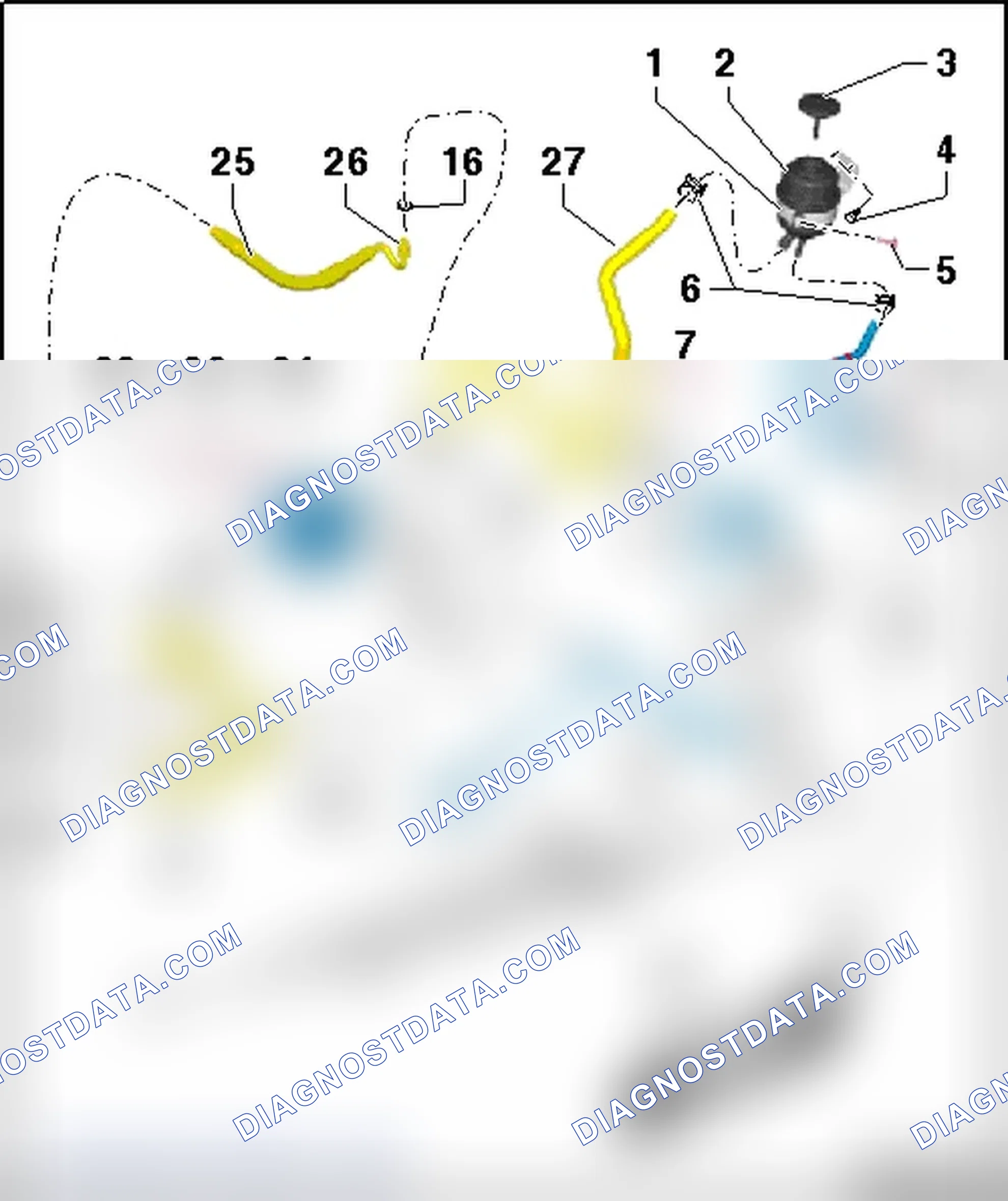 Scheme 35: POWER STEERING PUMP, HYDRAULIC LINES AND RESERVOIR OVERVIEW, VEHICLES WITH DYNAMIC STEERING