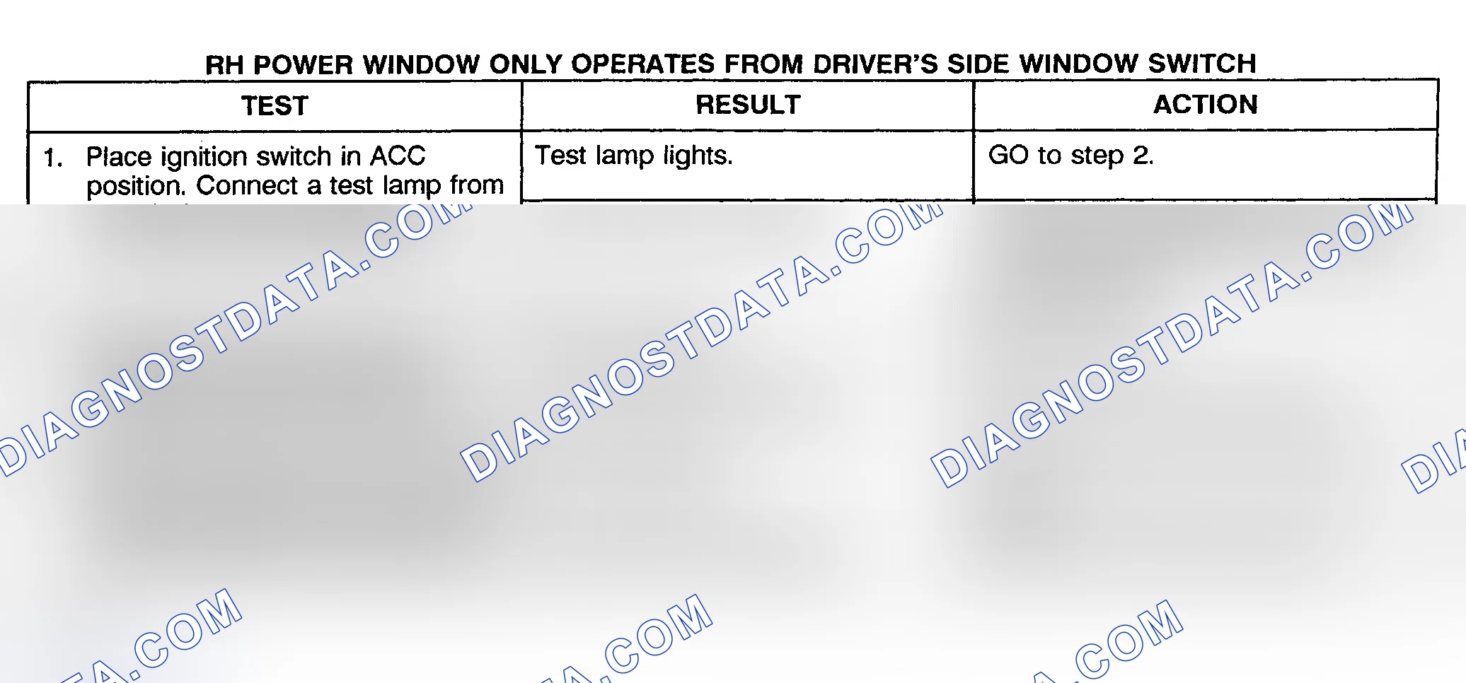 Scheme 13: TEST C: POWER WINDOW RIGHT ONLY OPERATES FROM DRIVER'S SIDE WINDOW SWITCH - PICKUP