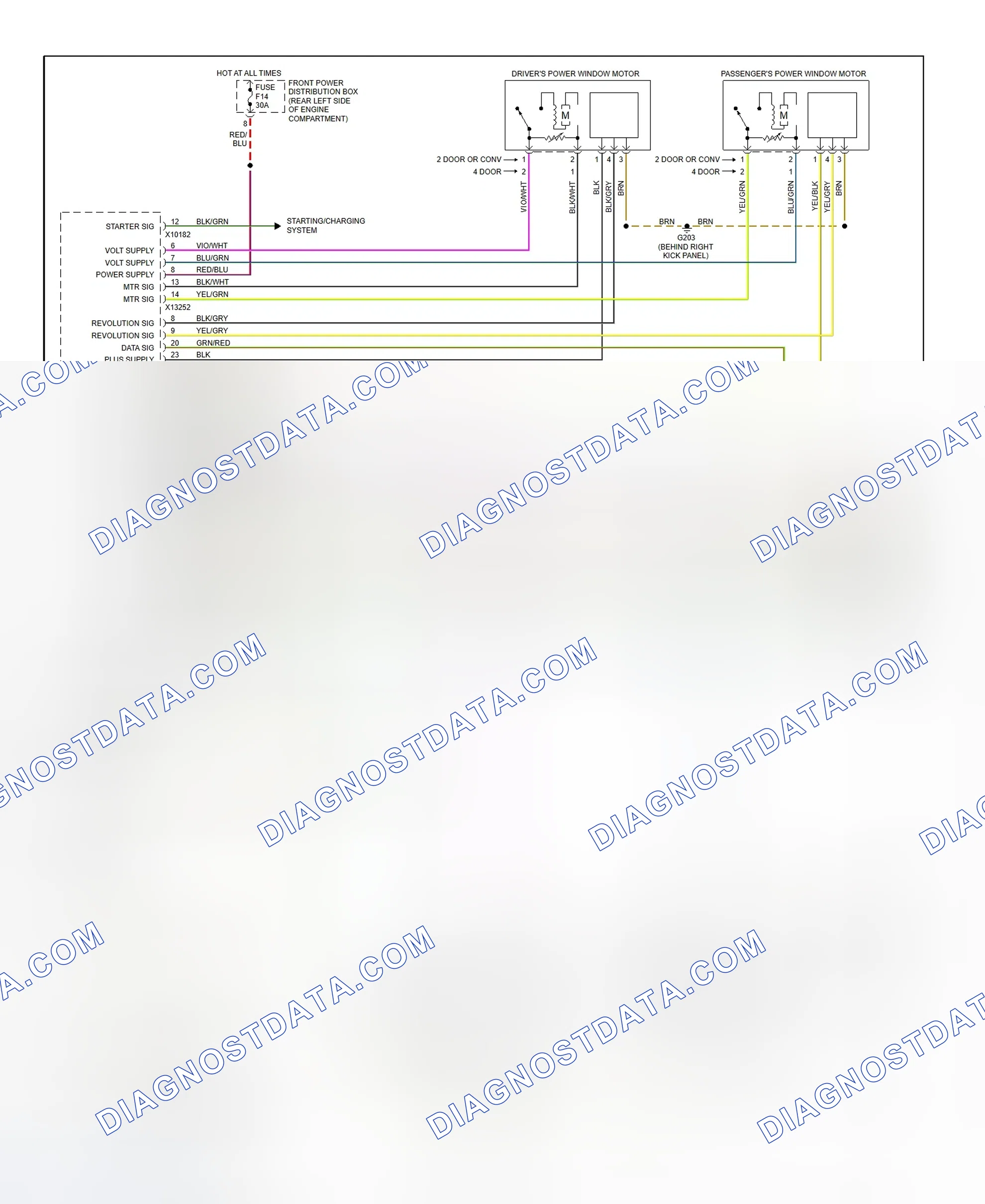 Scheme 5: Power Window Wiring Diagram (1999 323i, 323i Convertible, 323is, 328i, 328i Convertible, 328is & M3 - 1 Of 2)