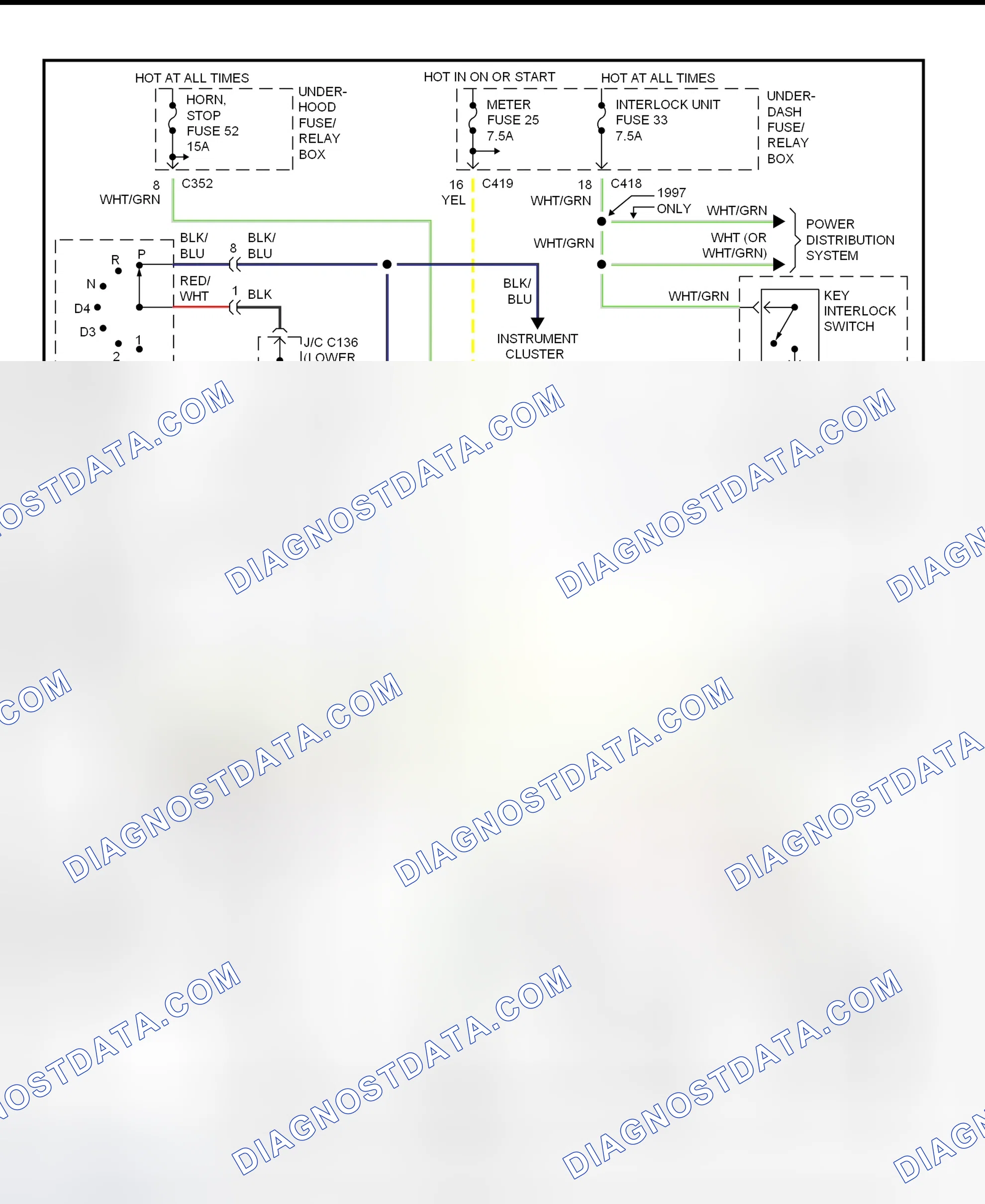 Scheme 63: Shift & Key Interlock System Wiring Schematic (1997-98 Honda CR-V)