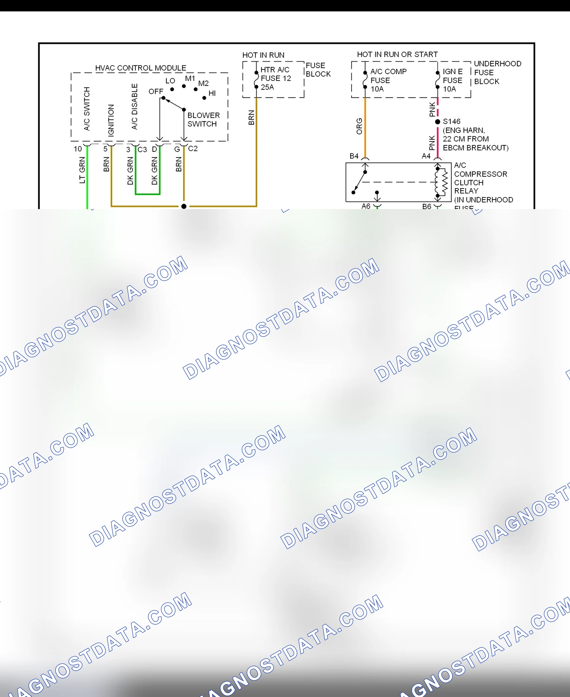 Scheme 43: A/C Compressor Clutch Control Circuit Wiring Diagram (2000 "C" & "K" Pickup, Escalade, Tahoe & Yukon - 5.7L VIN R & 7.4 VIN J)