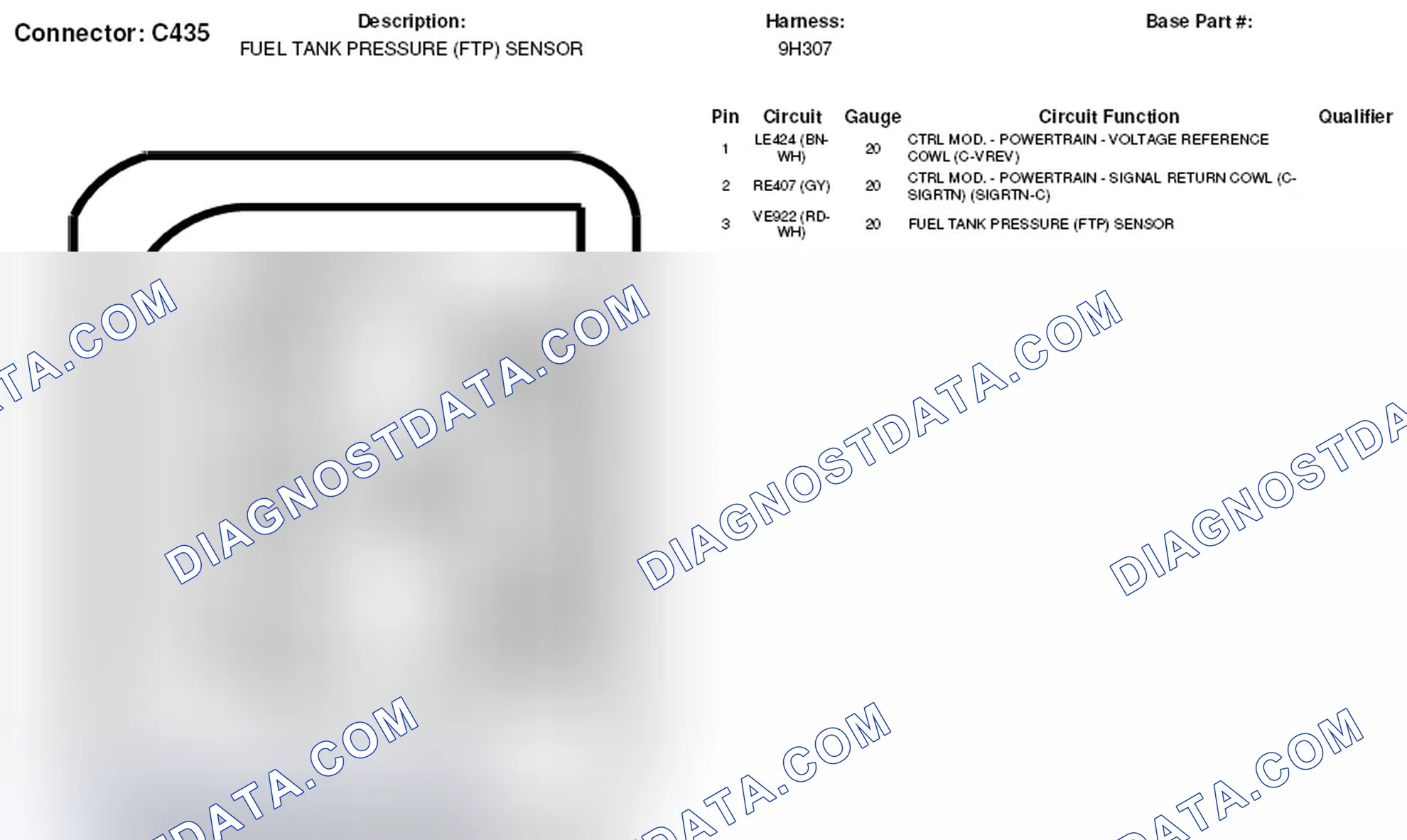 Scheme 179: Fuel Tank Pressure Sensor Connector End View (C435)