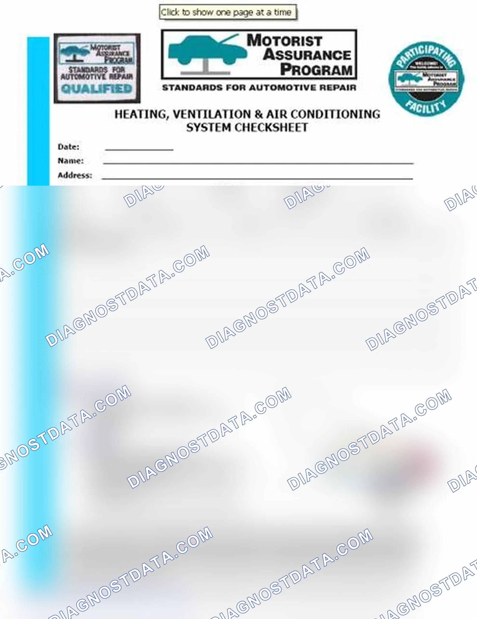 Scheme 15: Heating, Ventilation & Air Conditioning System Checksheet (1 Of 2)