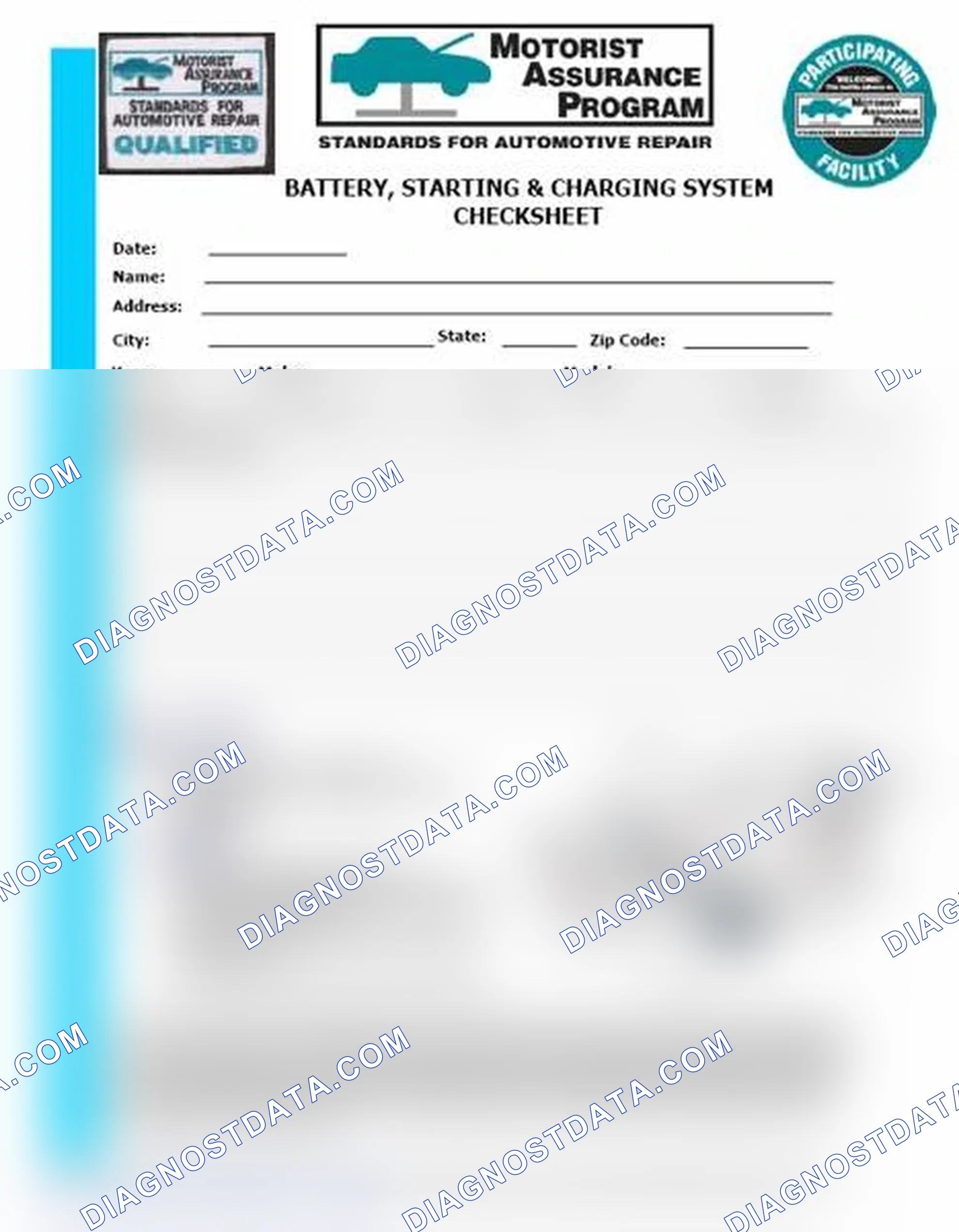 Scheme 3: Battery, Starting & Charging System Checksheet (1 Of 2)