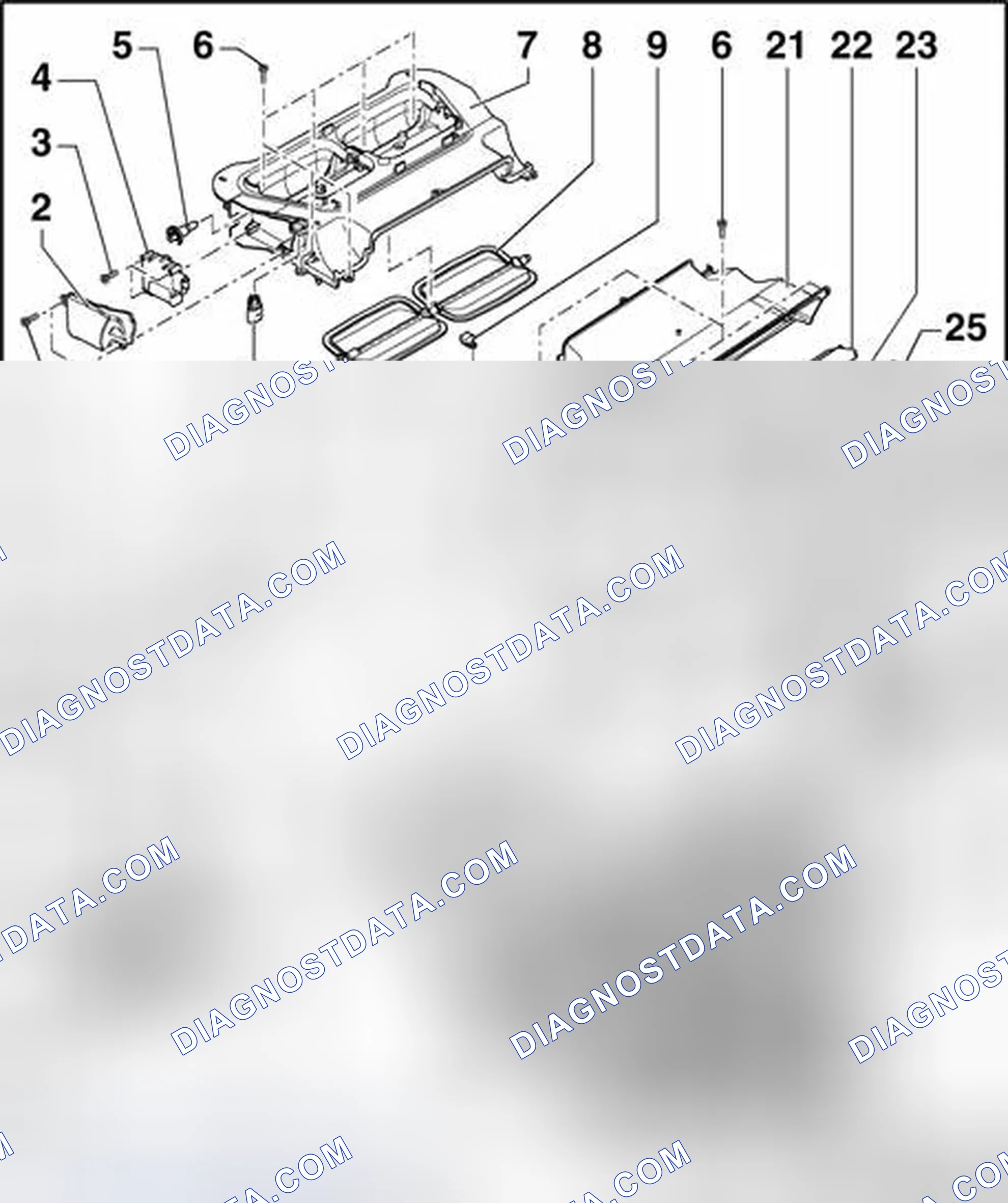 Scheme 186: Covers in plenum chamber, fresh-air blower and evaporator, removing and installing