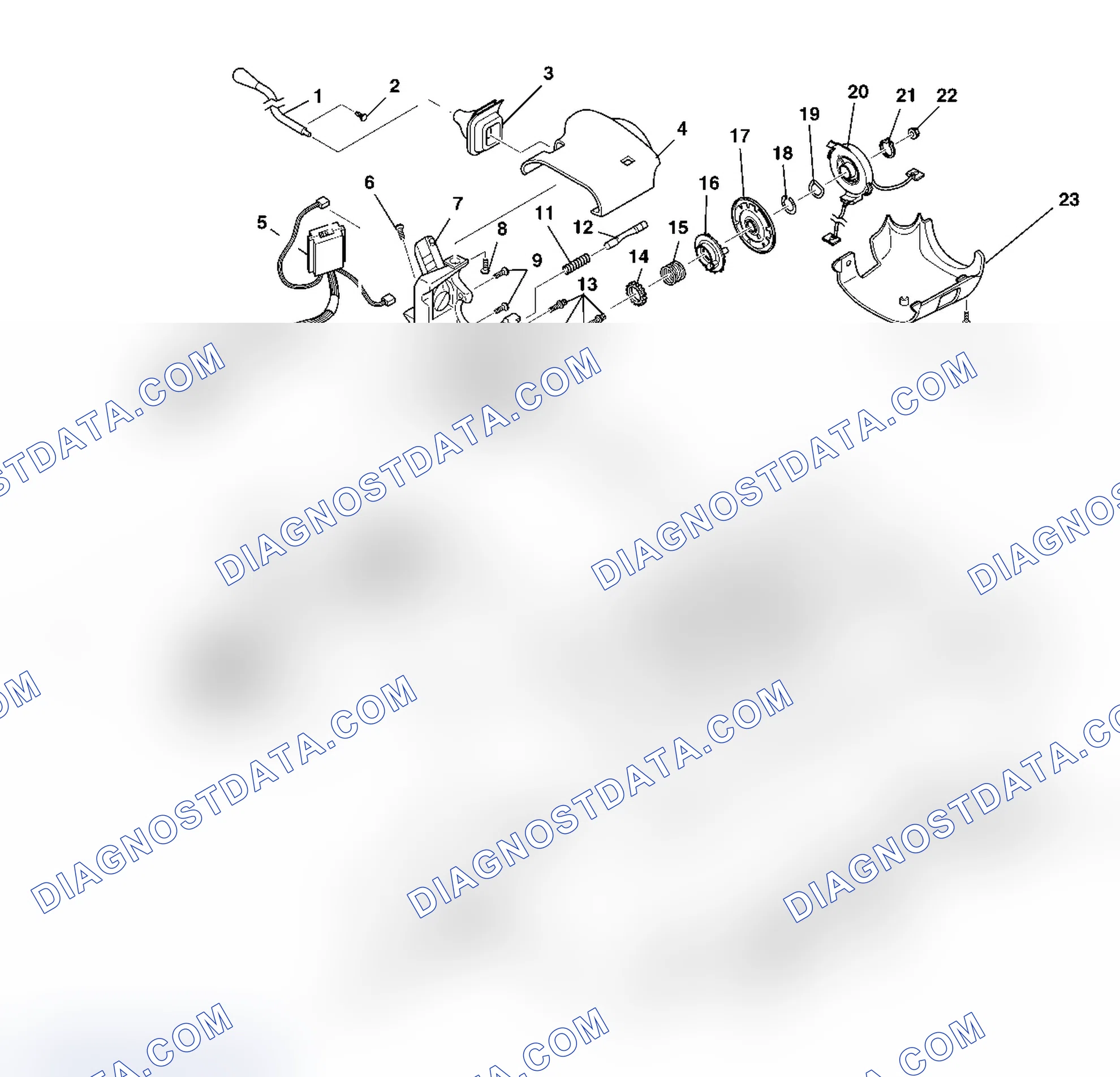 Scheme 3: Steering Column Disassembled View (Column Shift and Floor Shift Standard)
