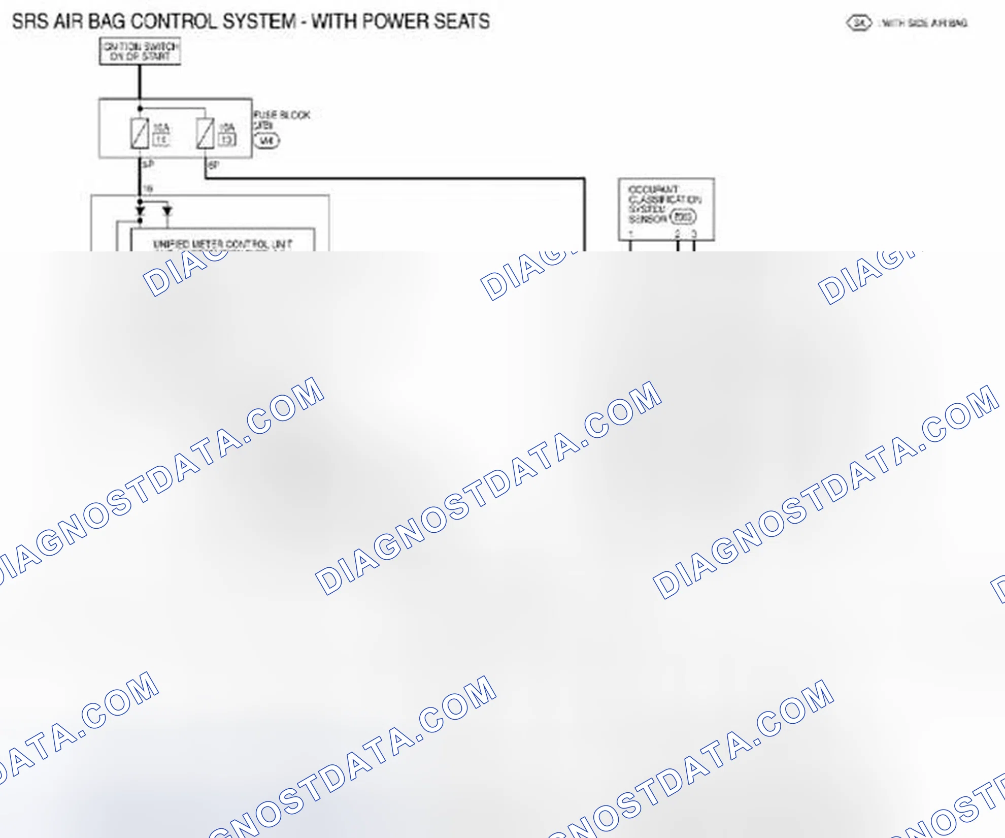 Scheme 158: SRS Airbag Control System Diagnosis Sensor Unit: Wiring Diagram [with Power Seats]