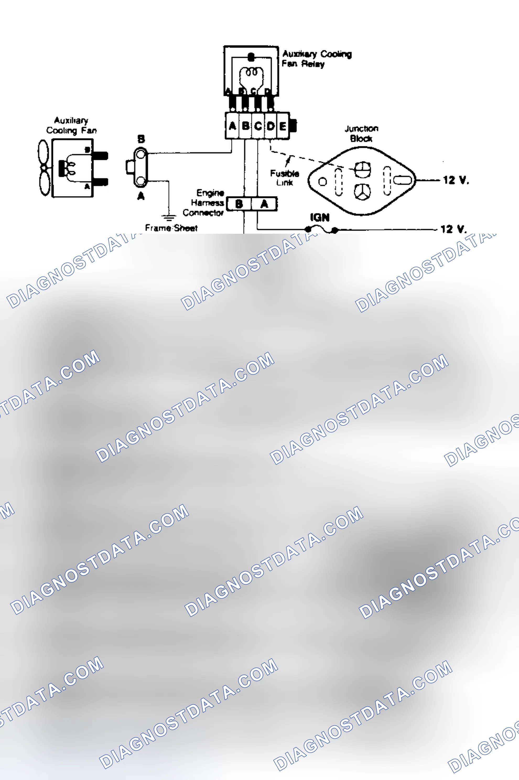 Scheme 74: Cooling Fan Circuit Schematic & Flow Chart (7.4L G, C & K Series With A/C)