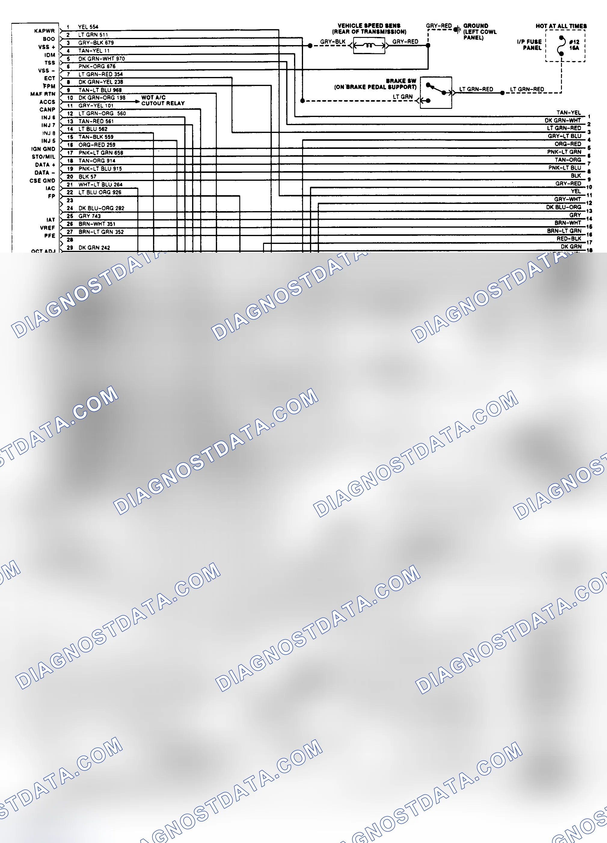 Scheme 155: EEC-IV Wiring Diagram (Town Car 4.6L - 1 of 3)