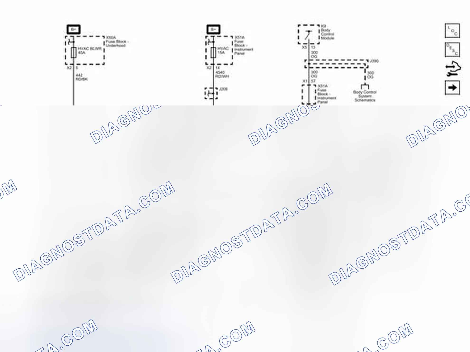 Scheme 93: Power, Ground, Blower Control, Serial Data and Sunload Sensor