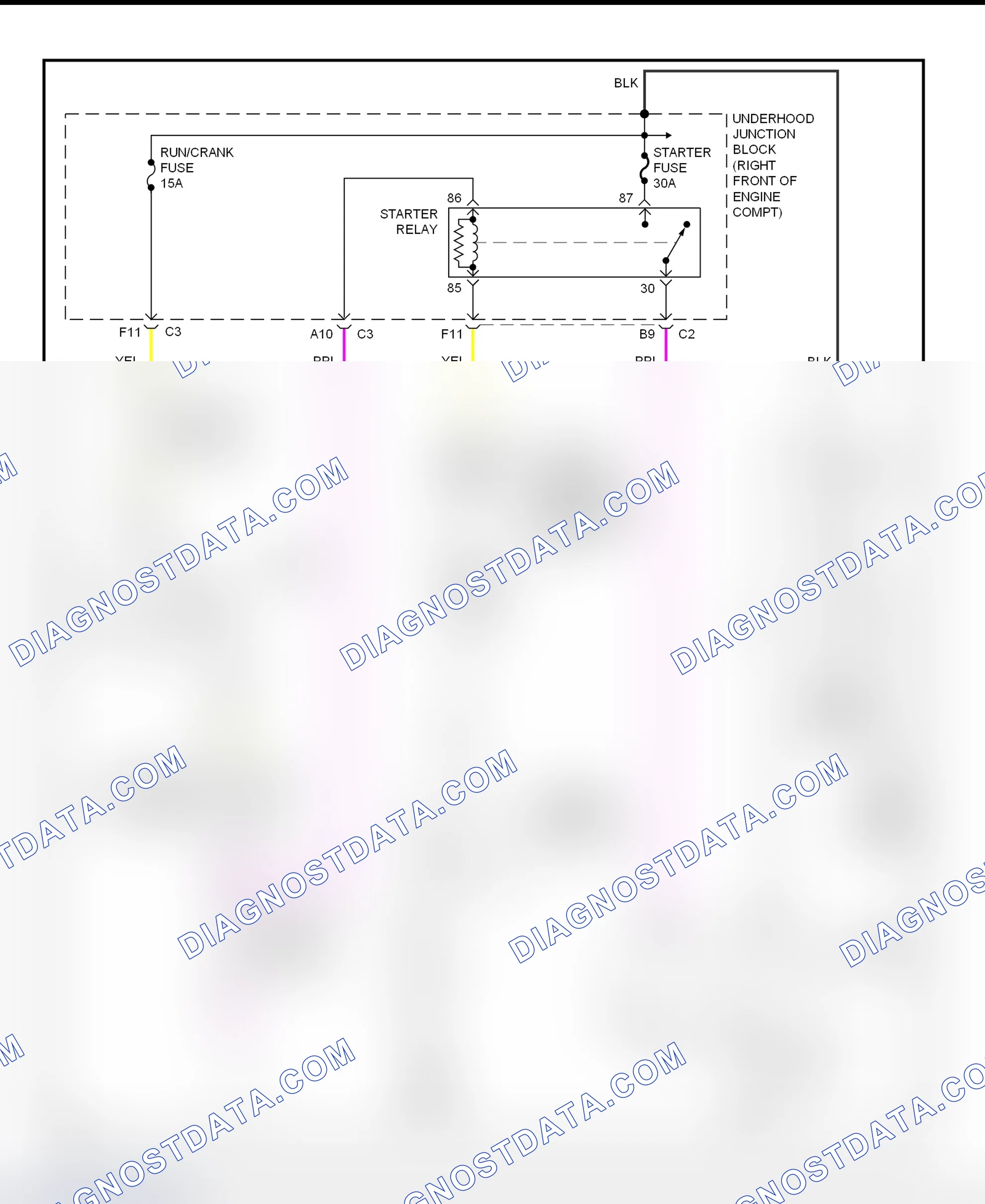 Fig. 29: Starting System Wiring Diagram (Park Avenue)
