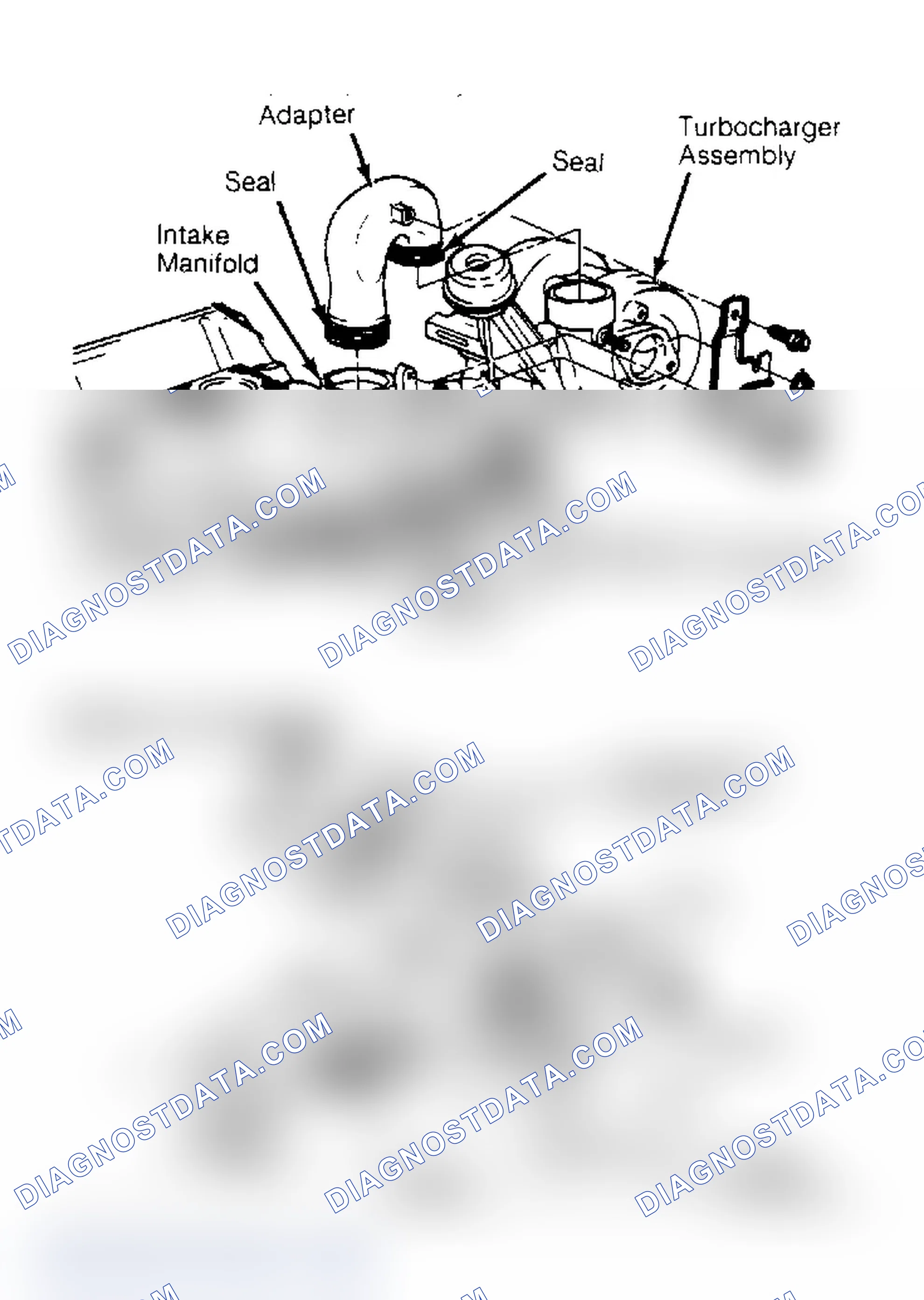 Fig. 7: Turbocharger Removal & Installation For 3.8L Engines Both models use same inspecting, testing and repair procedures.
