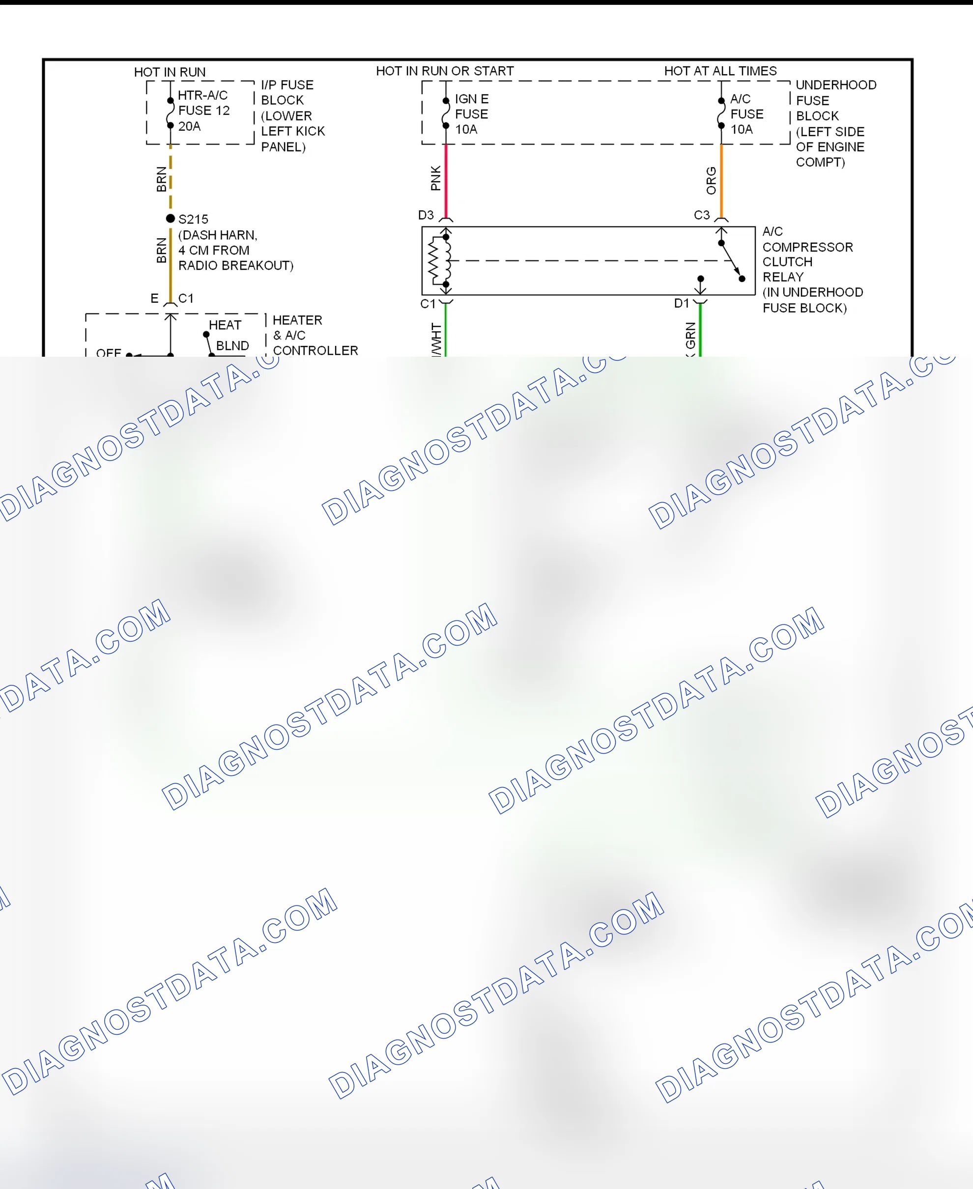 Scheme 58: A/C Compressor Clutch Control Circuit Wiring Diagram (2001 Express & Savana - Except Diesel Engine)
