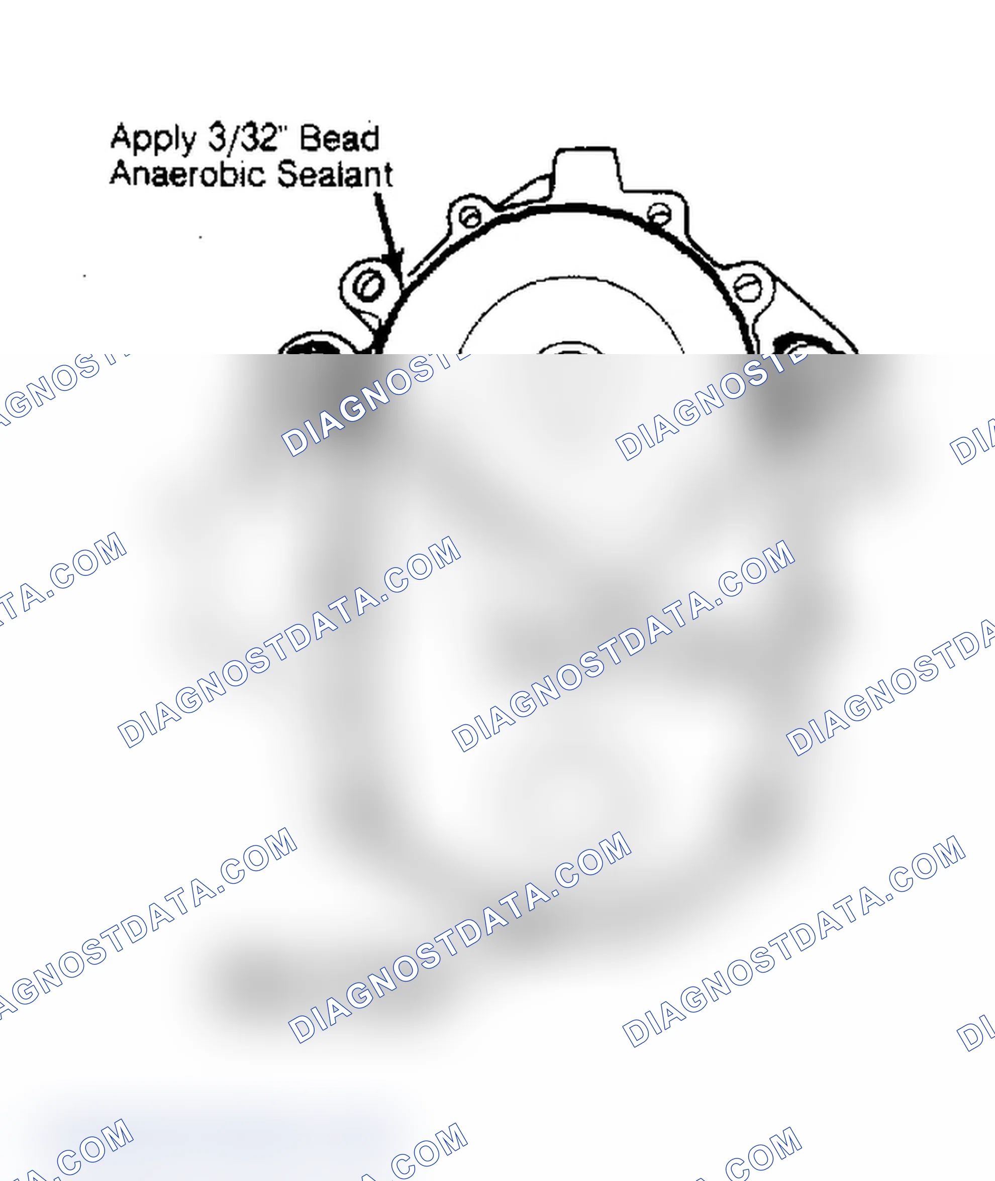 Scheme 17: Front Cover Sealant Application. Do not allow sealant to cure before installation.