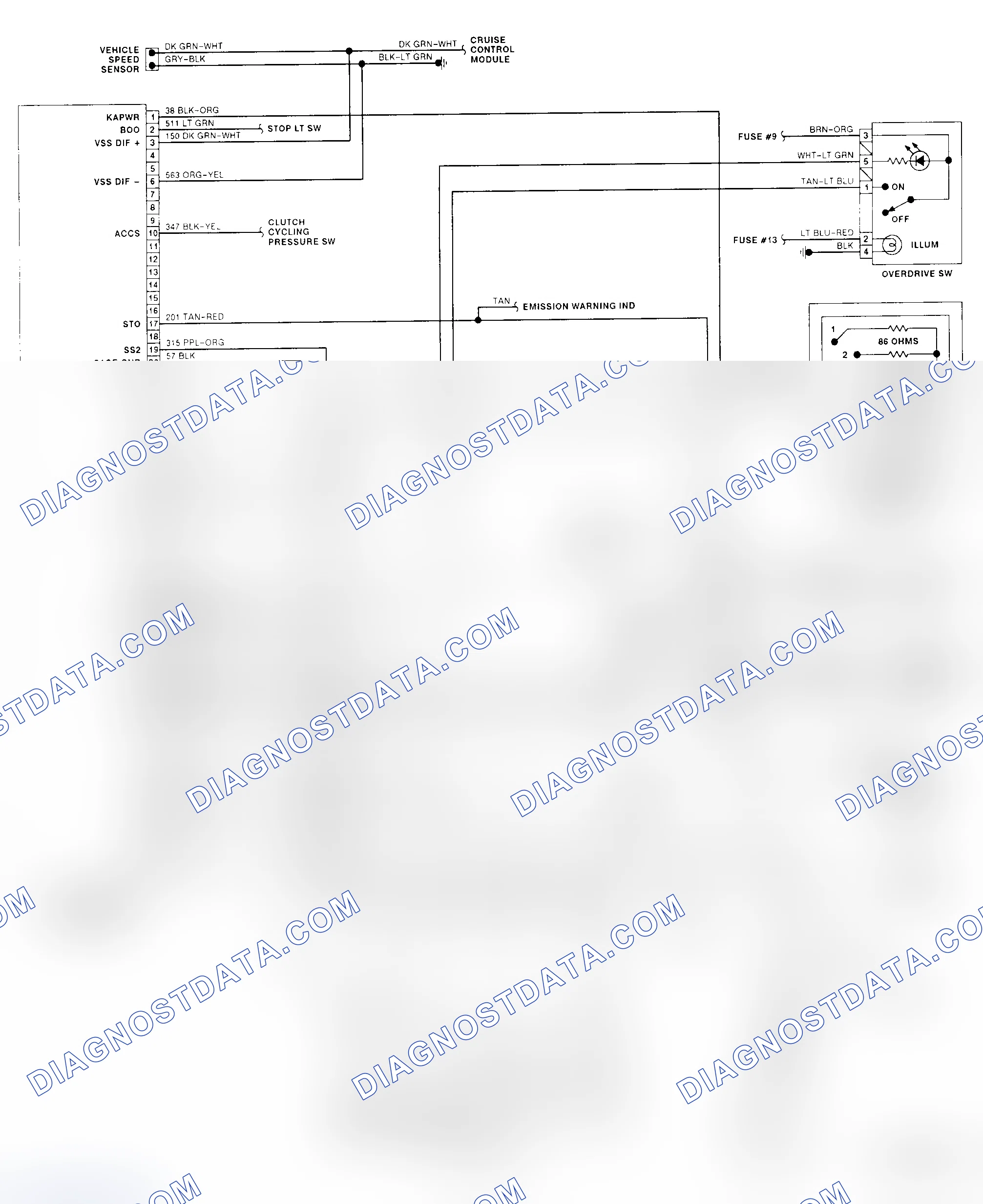 Scheme 155: E4OD Wiring Diagram (1991 "E" Series - Gasoline)