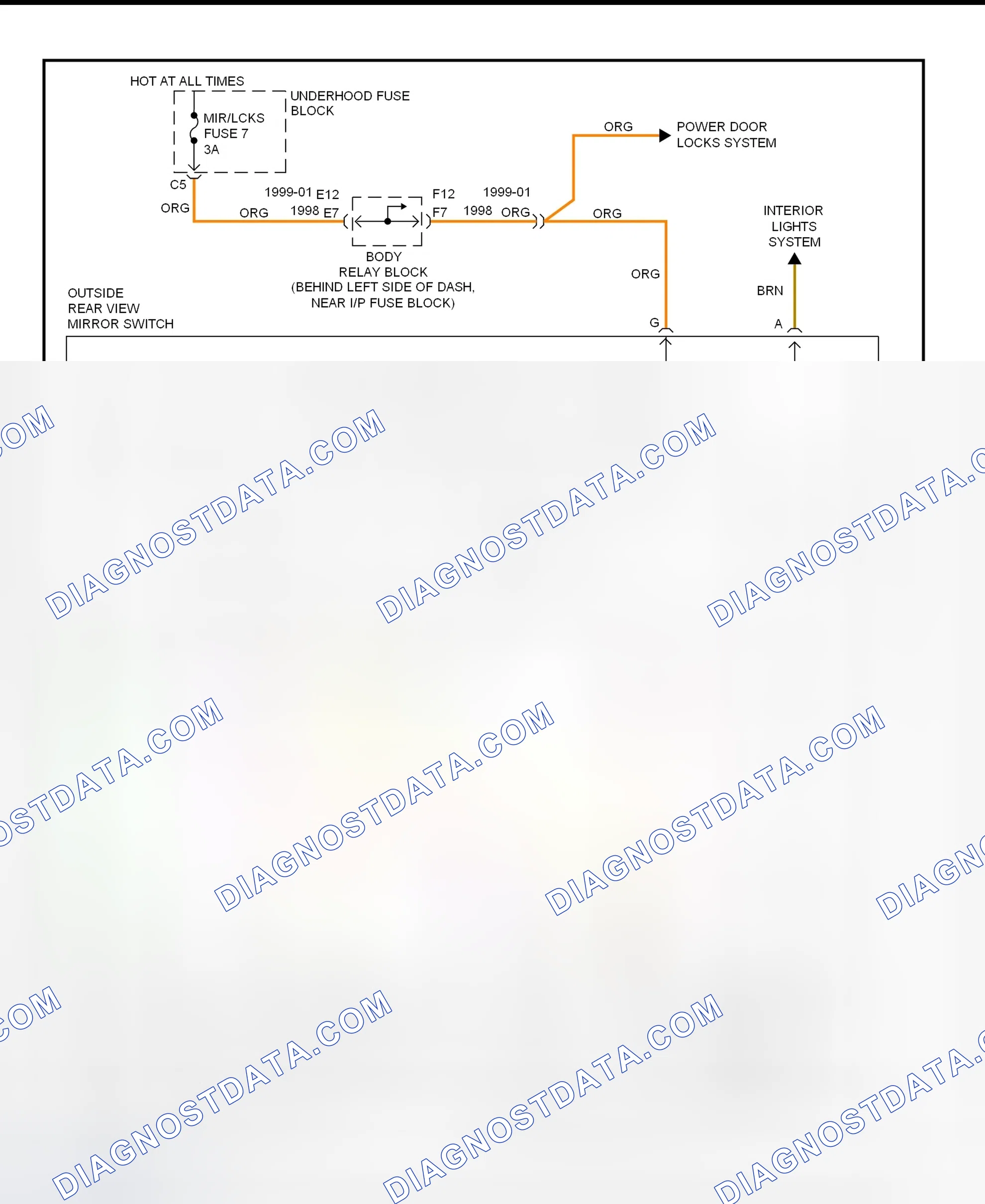 Fig. 8: Power Mirror System Wiring Diagram (Blazer, Bravada, Envoy, Jimmy, Sonoma & S10 Pickup)