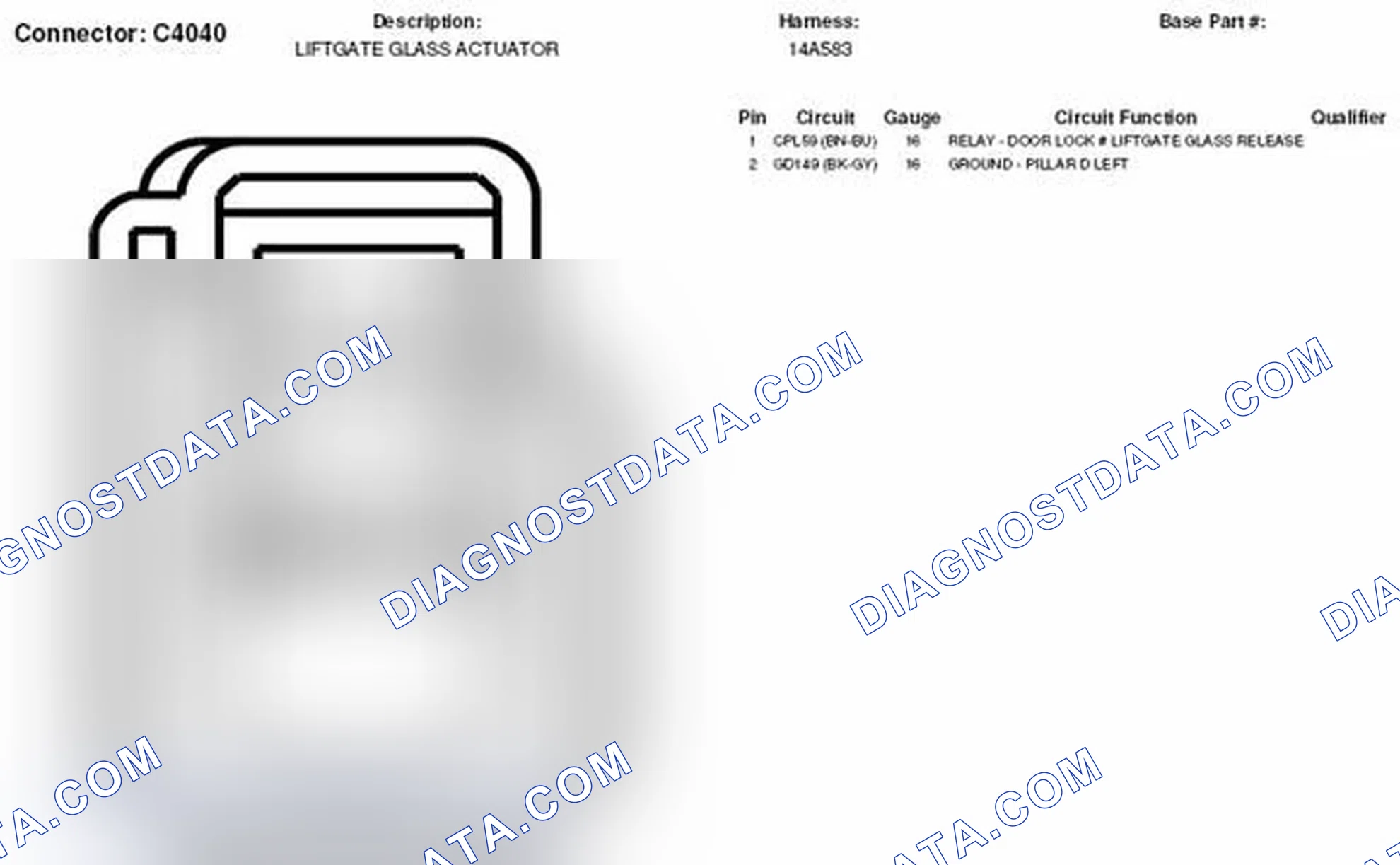 Scheme 381: Liftgate Glass Actuator Connector End View (C4040)