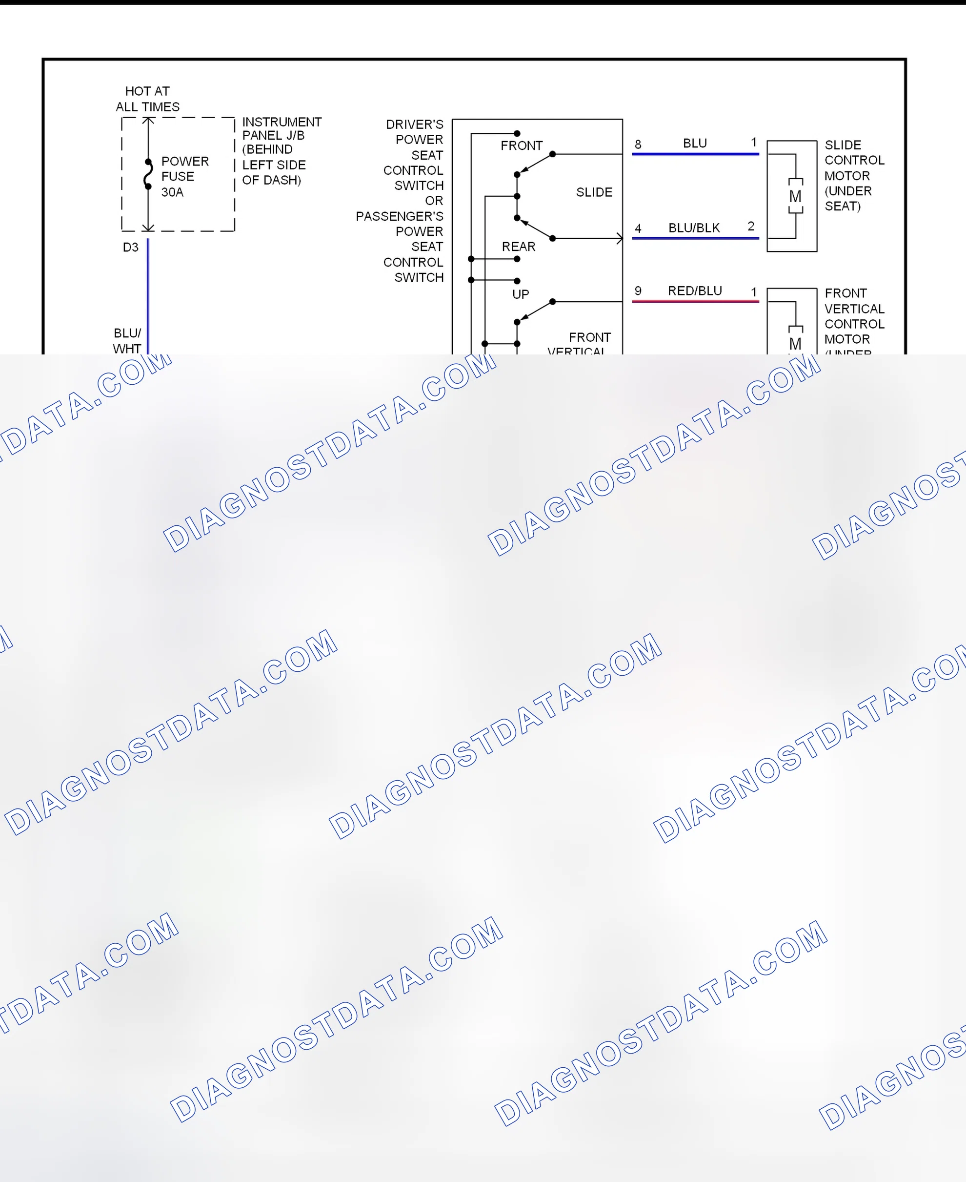 Scheme 8: Power Seat System Wiring Diagram (ES300)