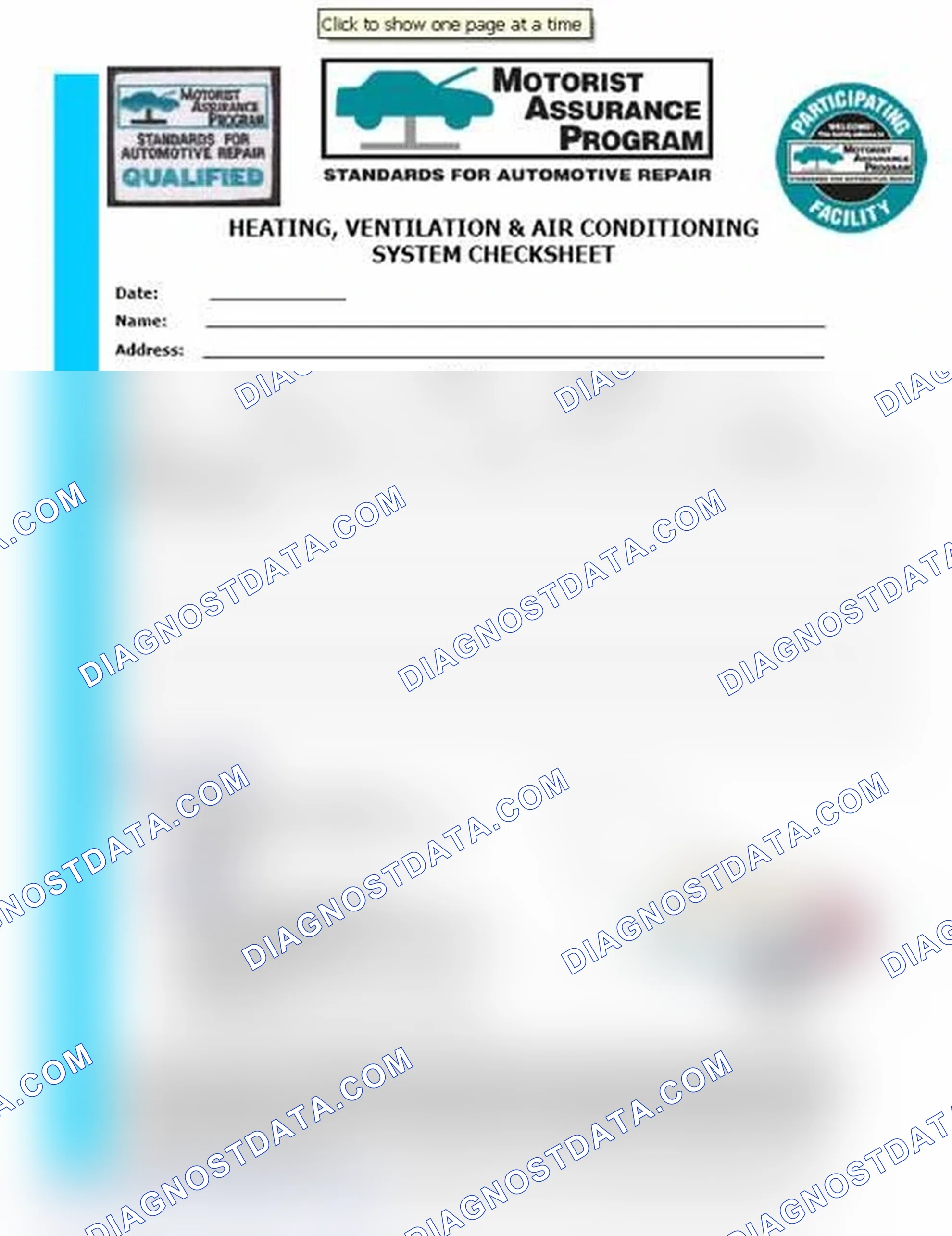 Scheme 15: Heating, Ventilation & Air Conditioning System Checksheet (1 Of 2)
