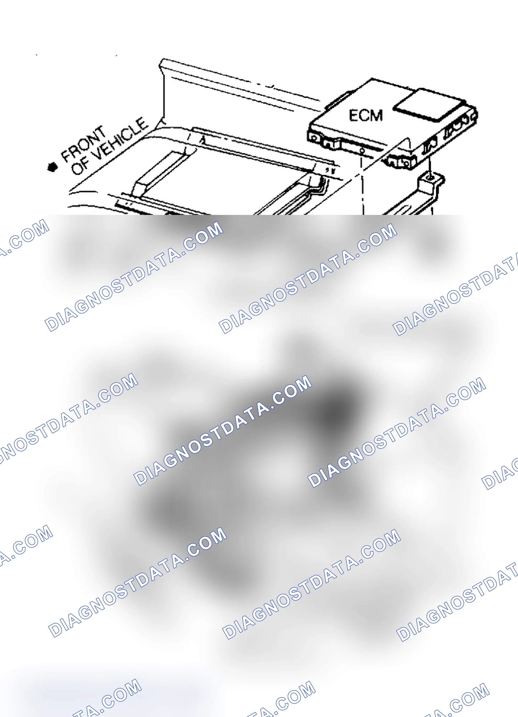 Scheme 75: ECM Location. ECM is located under right side of dash on pickup models and under driver's seat on van models.