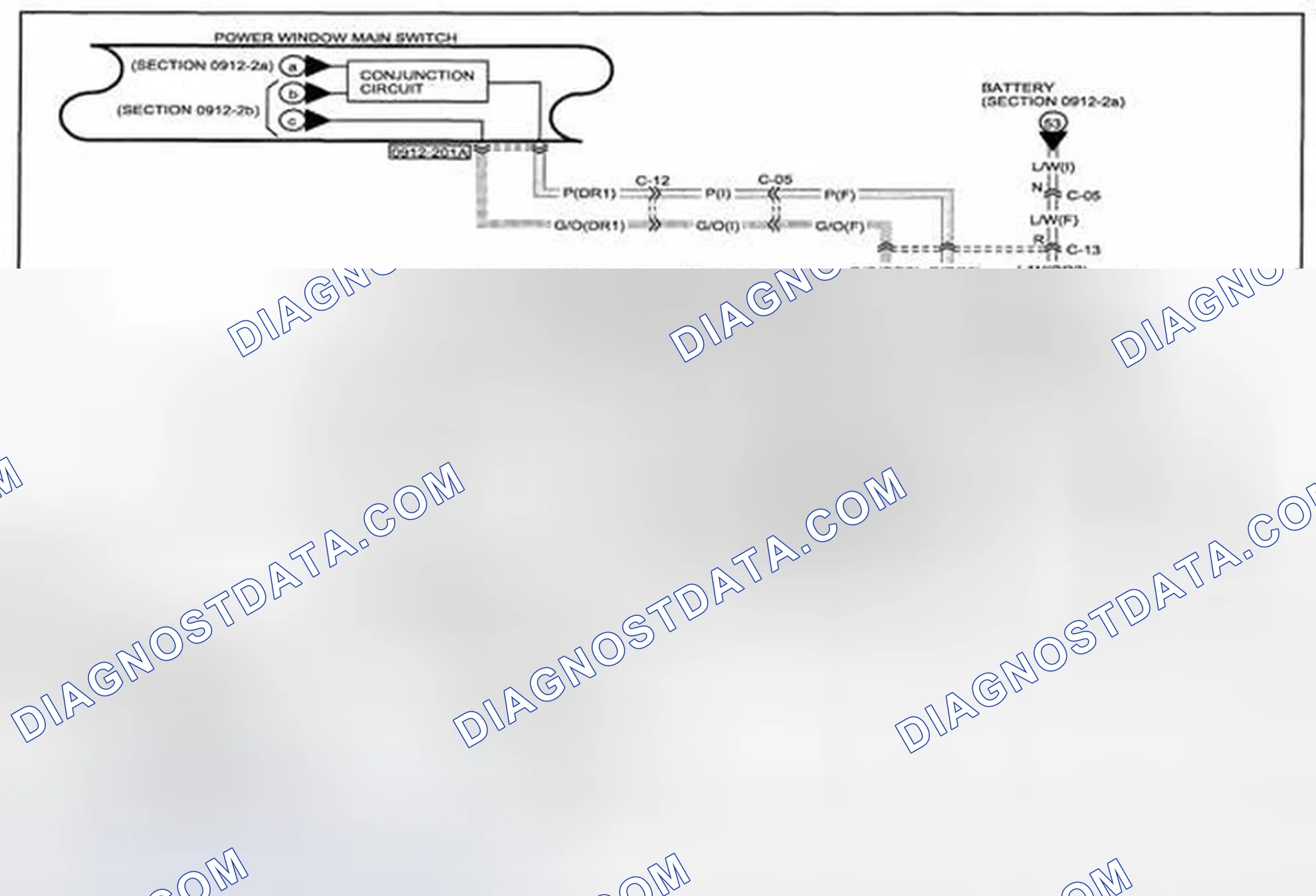 Scheme 168: Power Window System Wiring Diagram - 0912-2c (1 Of 2)