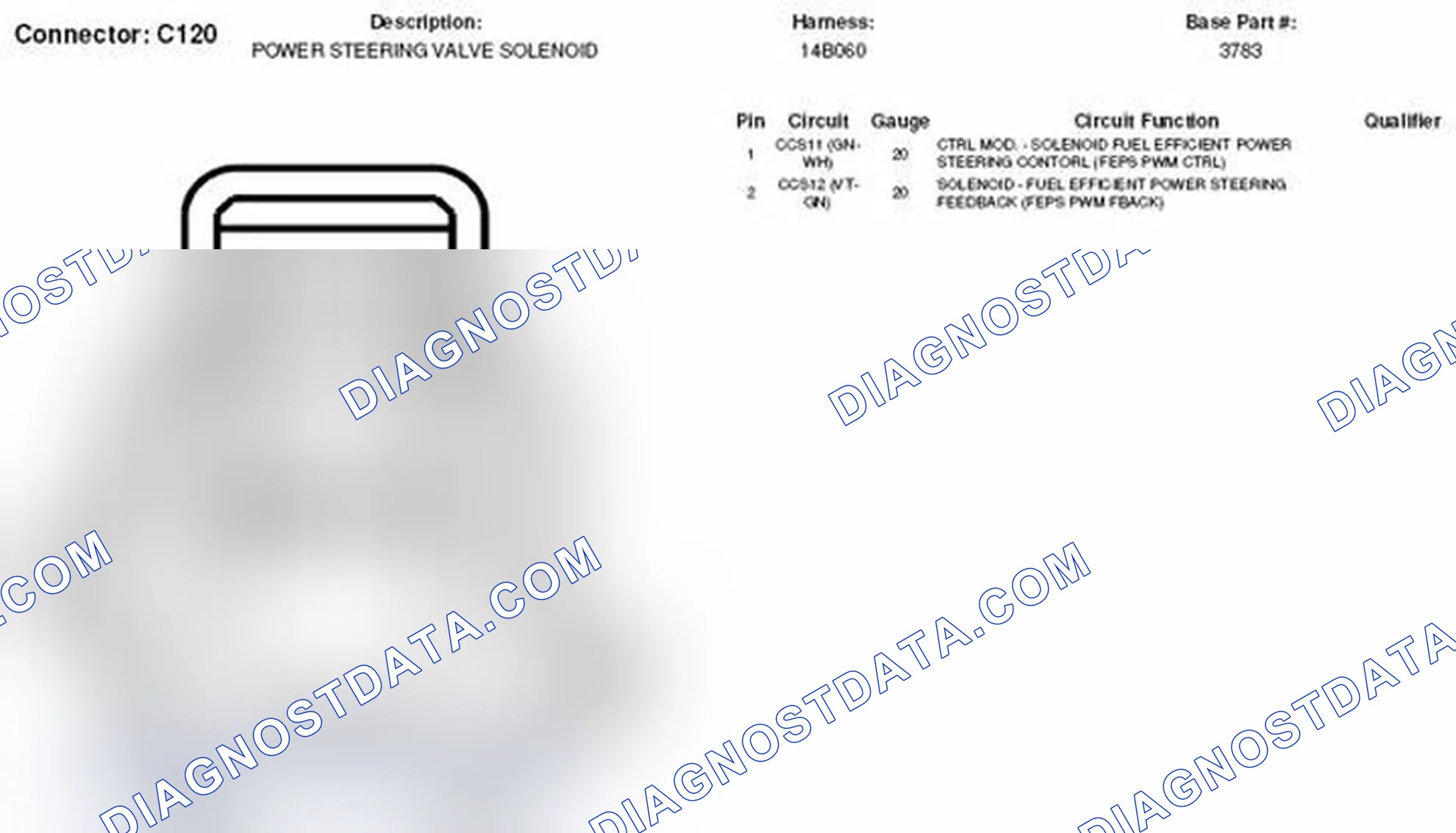 Scheme 17: Power Steering Valve Solenoid Connector End View (C120)