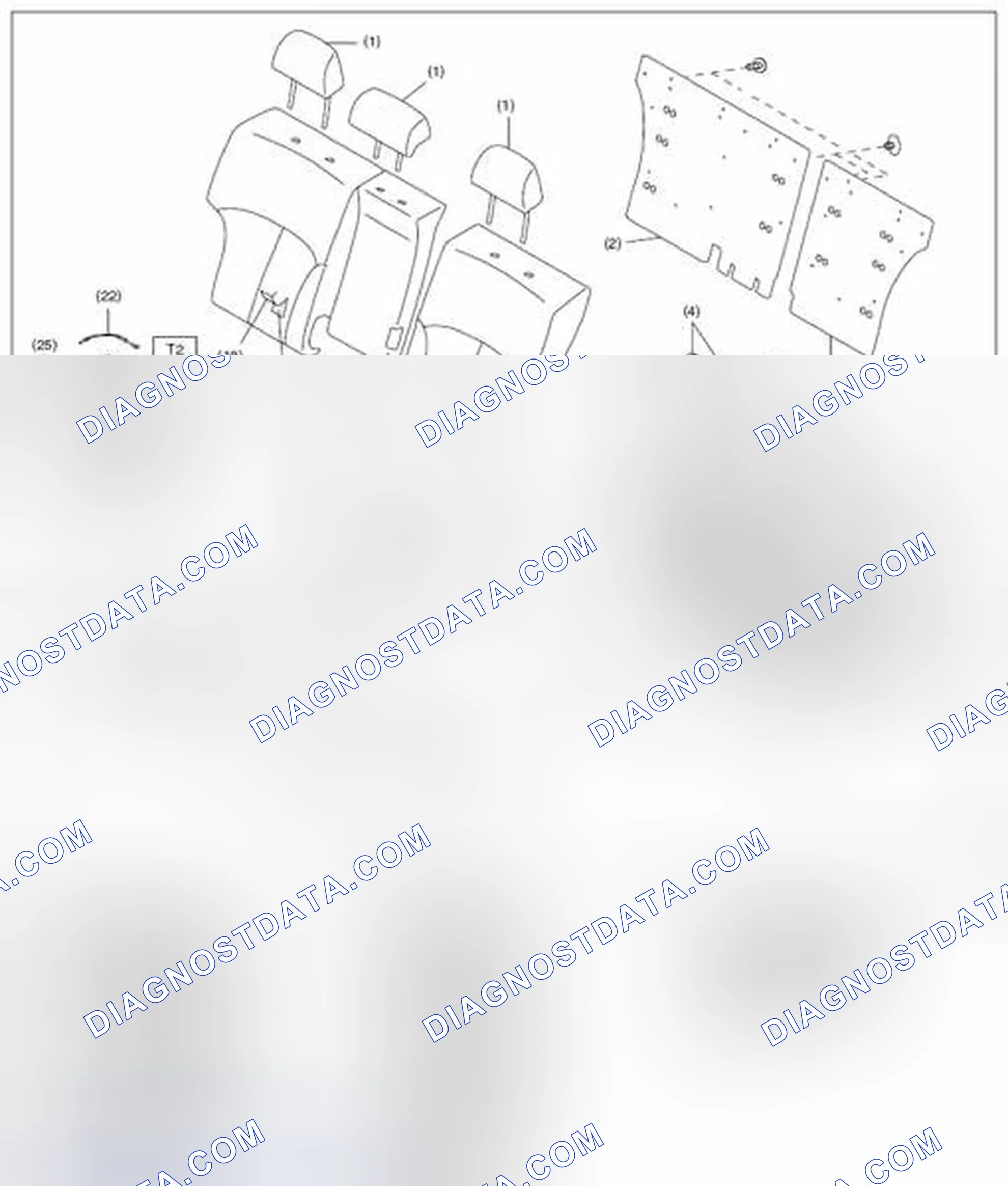 Scheme 21: Identifying Rear Seat Components With Torque Specifications (Outback Model)