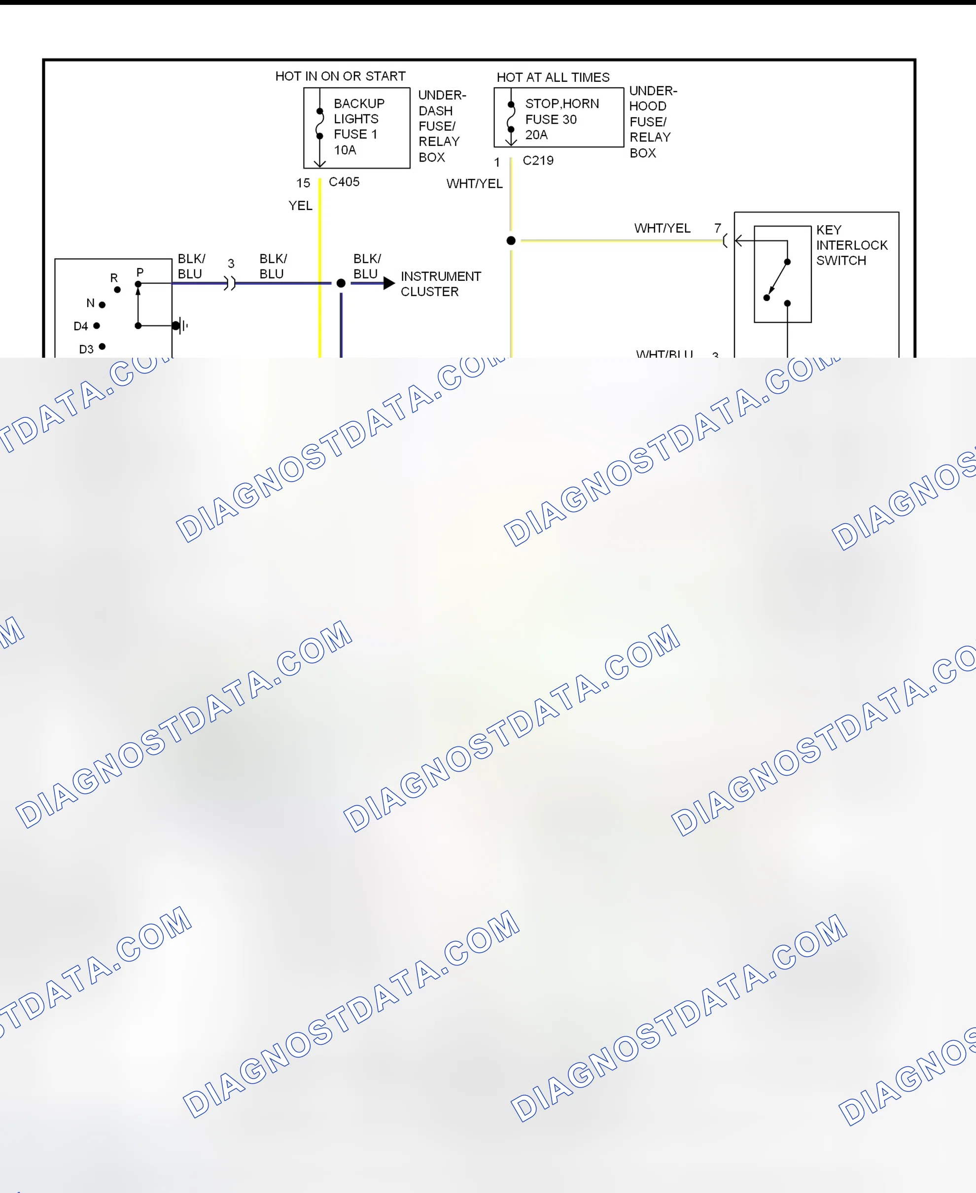 Scheme 113: Shift & Key Interlock System Wiring Schematic (1997 Acura 2.5TL)