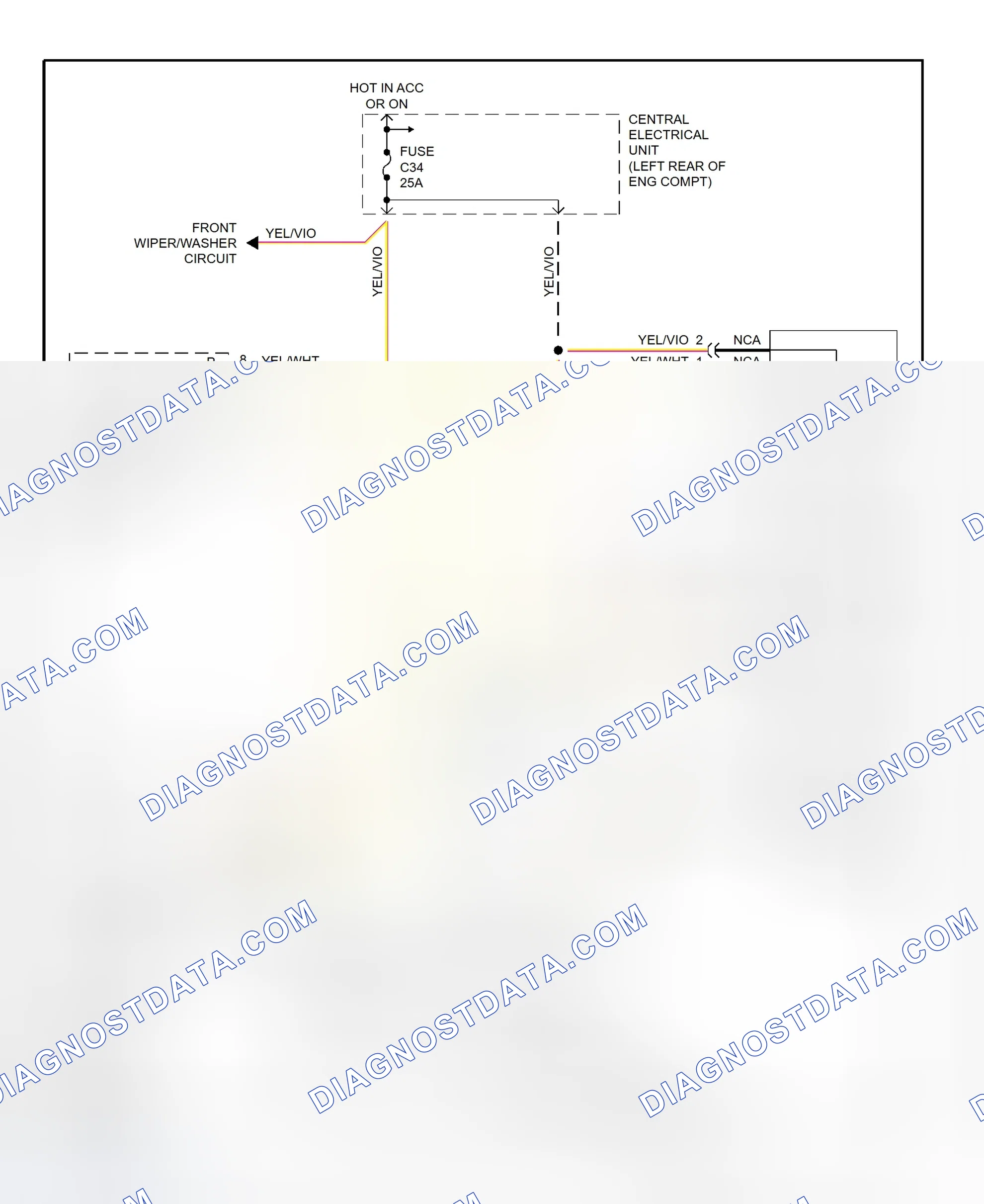 Fig. 12: Headlight Wiper/Washer System Wiring Diagram (C70, S70 & V70)