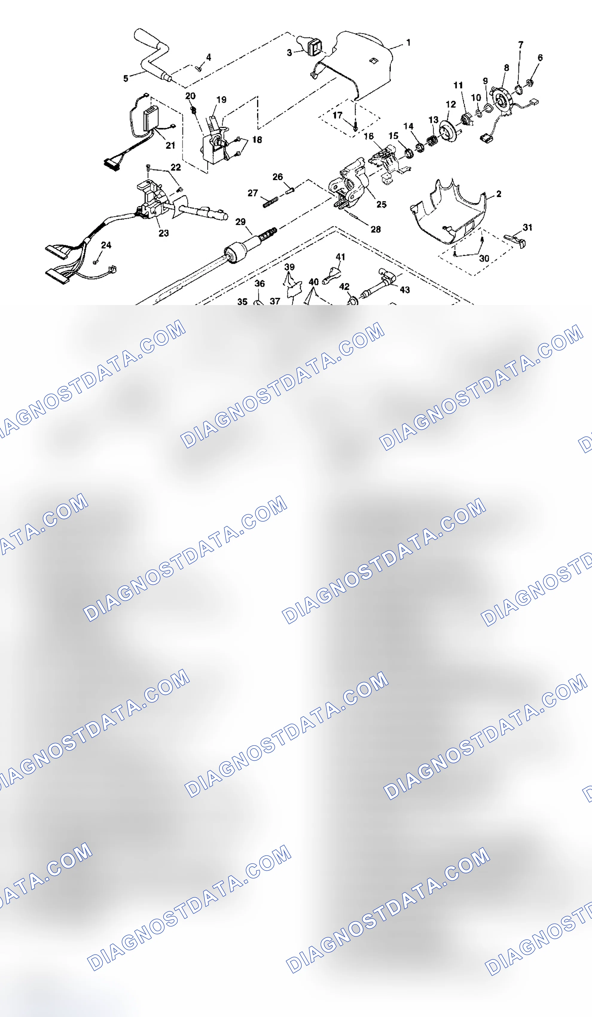 Scheme 1: Steering Column Disassembled View (Column Shift Lean Shaft)