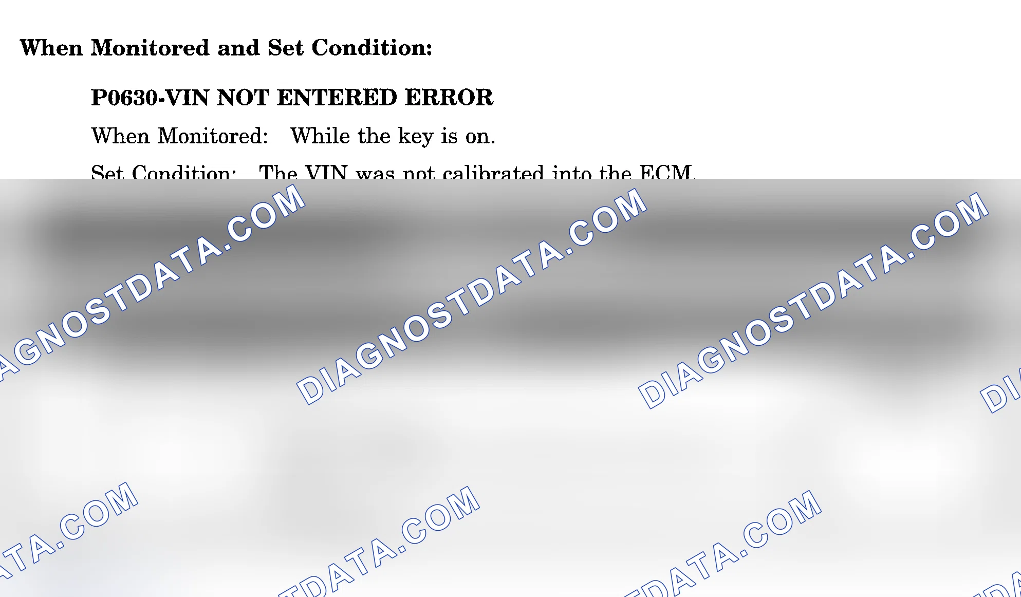 Scheme 938: DTC P0630: VIN NOT ENTERED ERROR