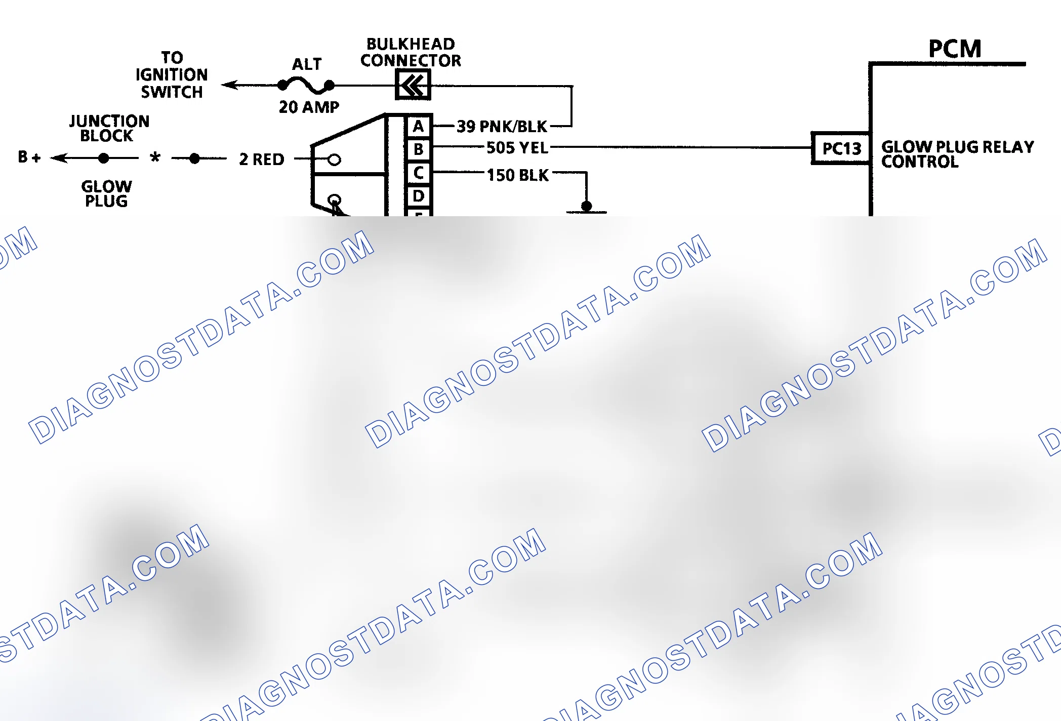Scheme 470: DTC 29 Schematic ("P" Series) Glow Plug Relay Circuit Fault
